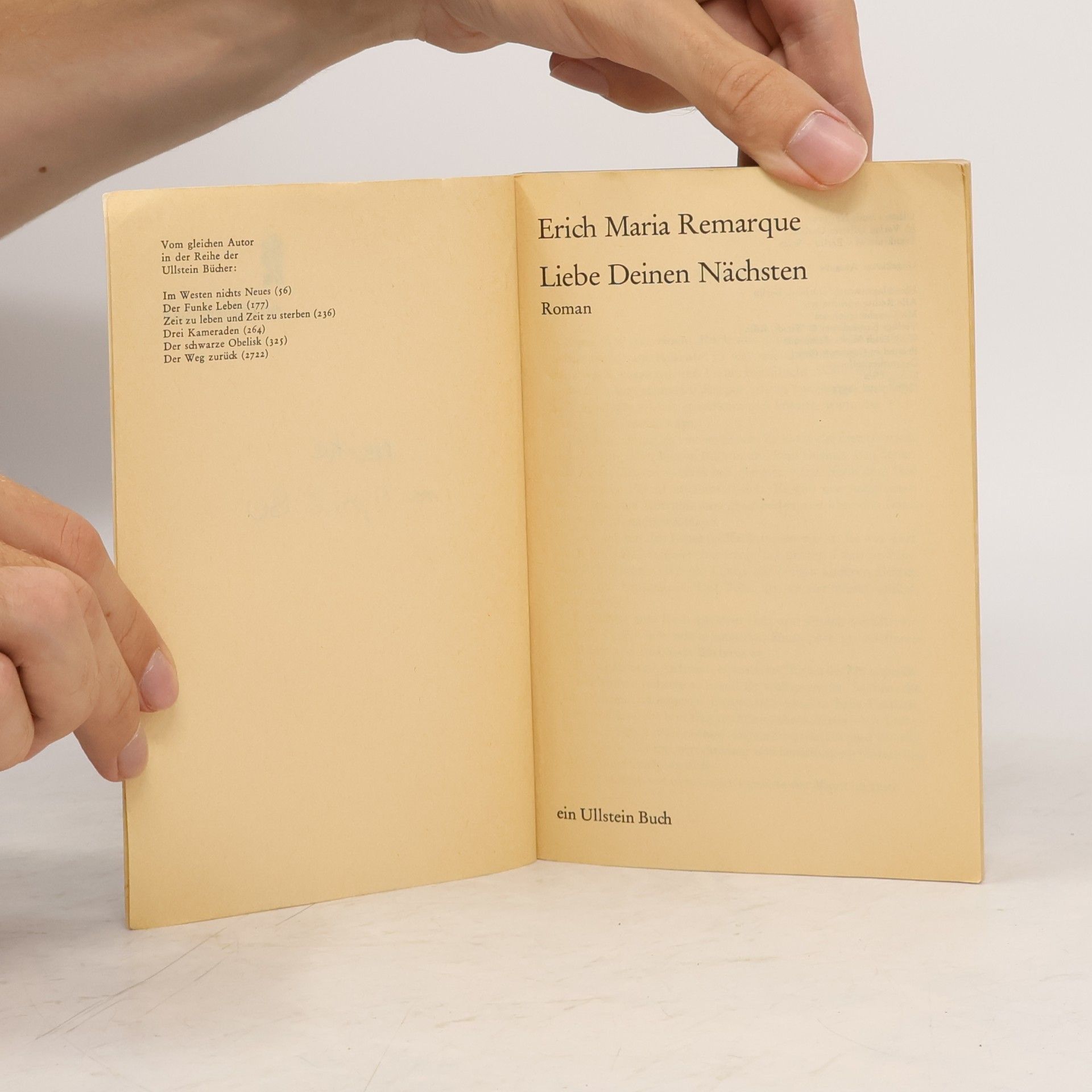 Erich Maria Remarque Liebe deinen Nächsten