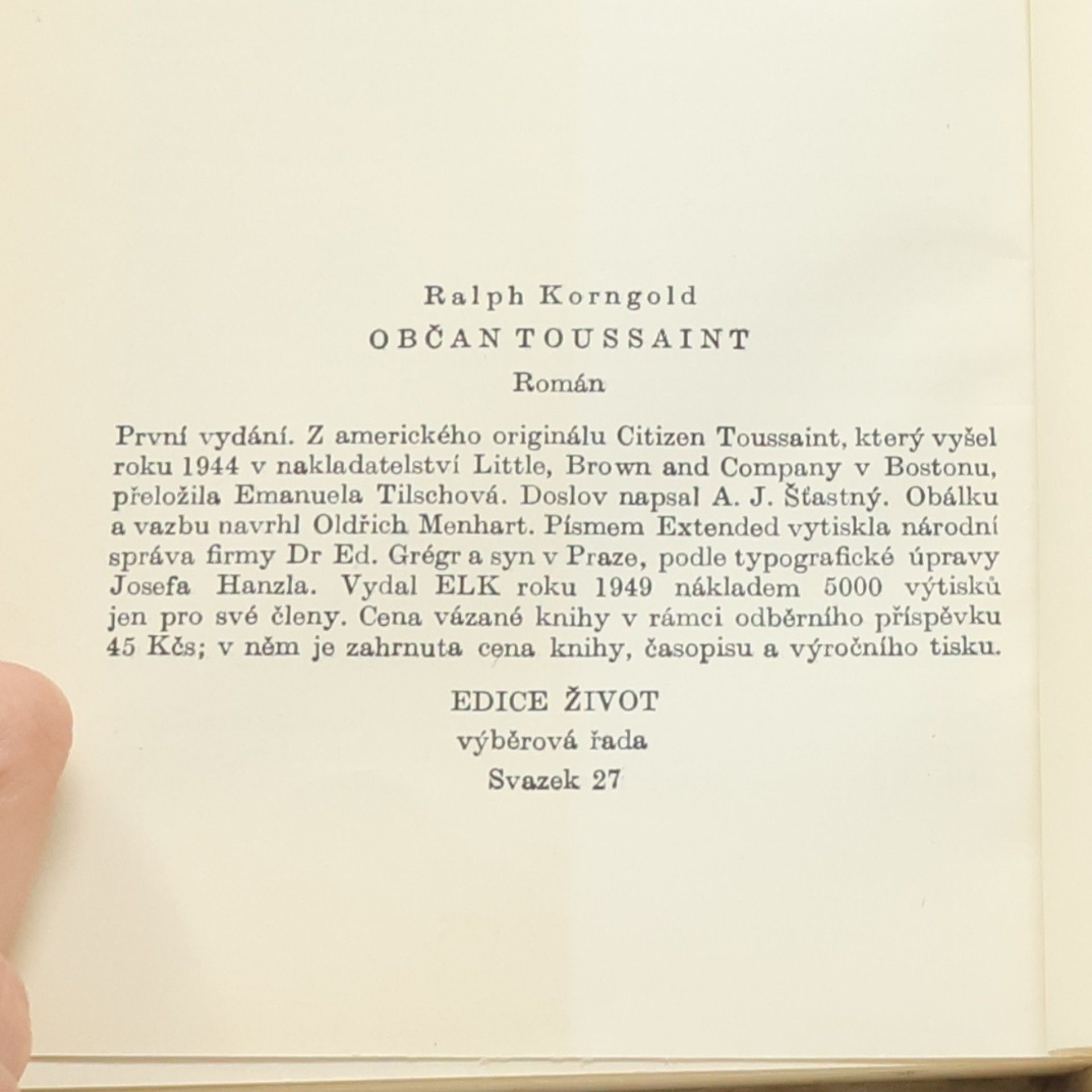 Korngold Ralph Občan Toussaint