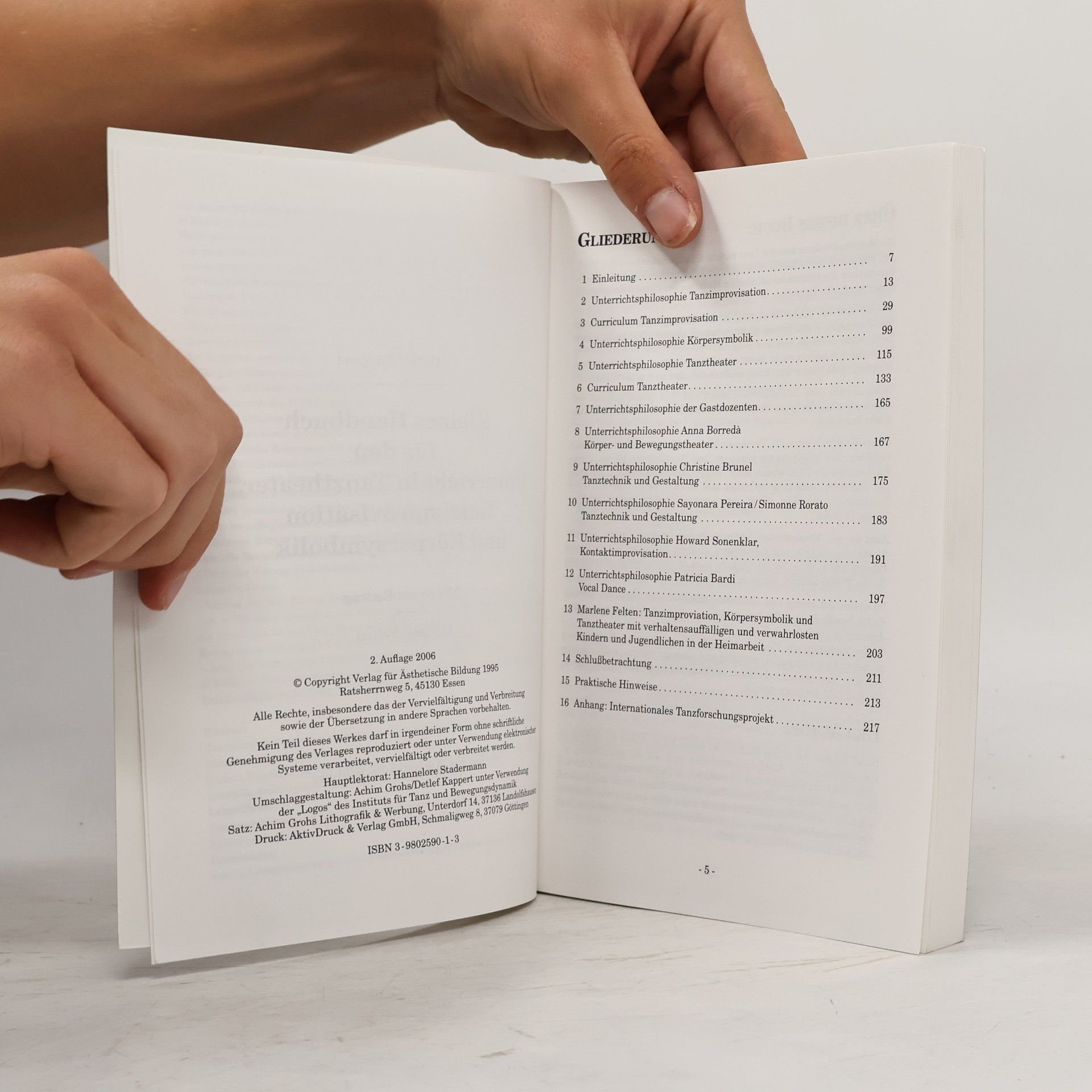 Detlef Kappert Kleines Handbuch für den Unterricht in Tanztheater, Tanzimprovisation und Körpersymbolik