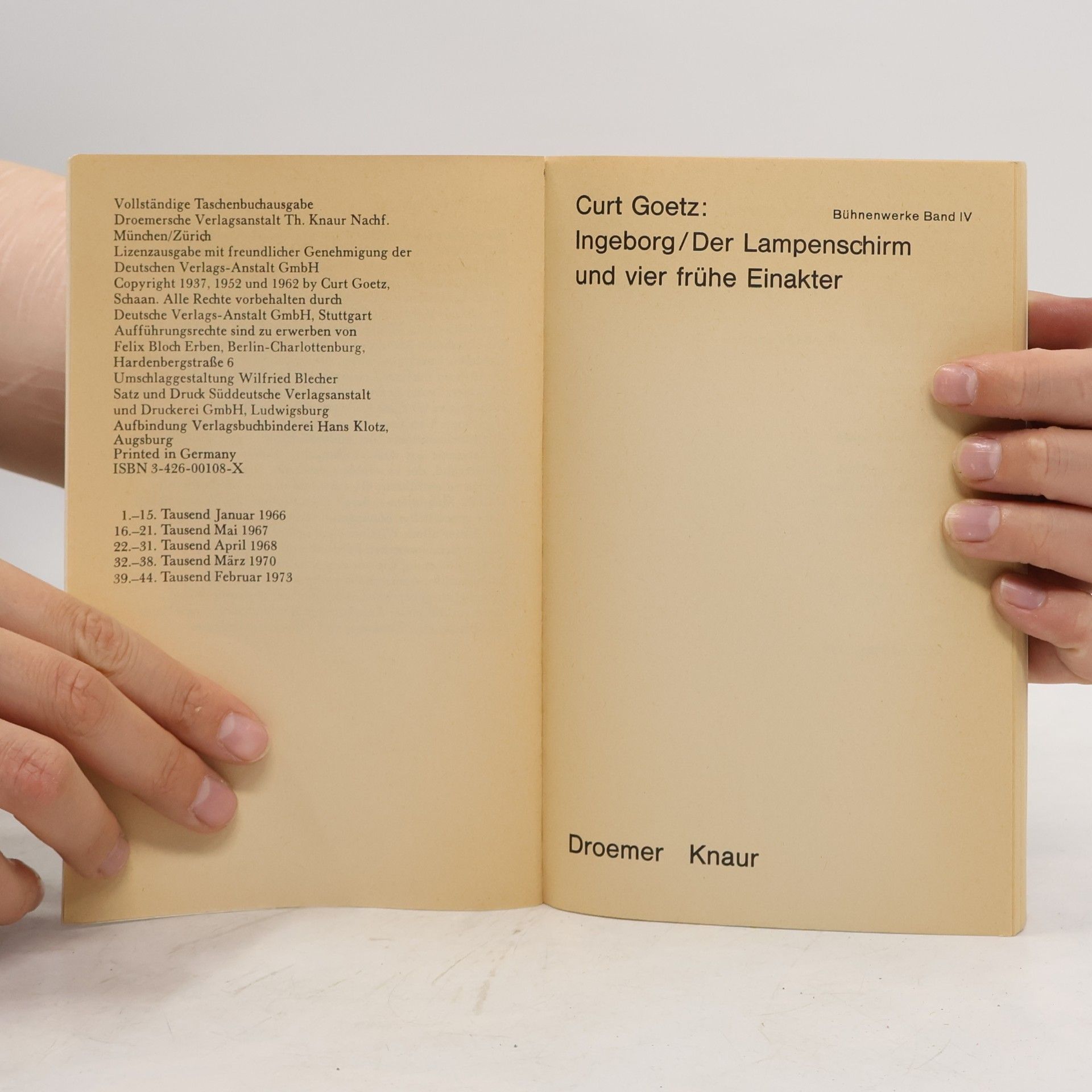 Curt Goetz Ingeborg. Der Lampenschirm und vier frühe Einakter