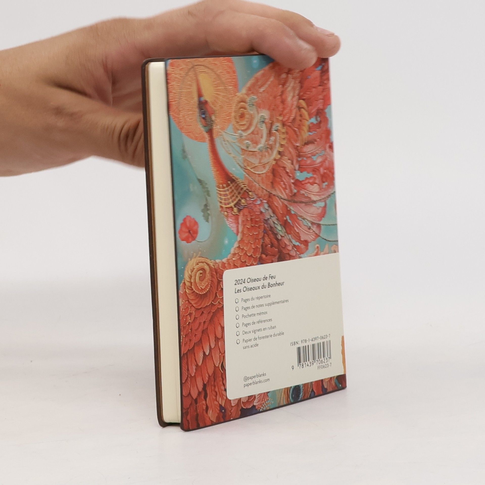 Paperblanks Flexi 12-Monatskalender 2024 Feuervogel, Vertikal - Mini (140 x 95), Französisch