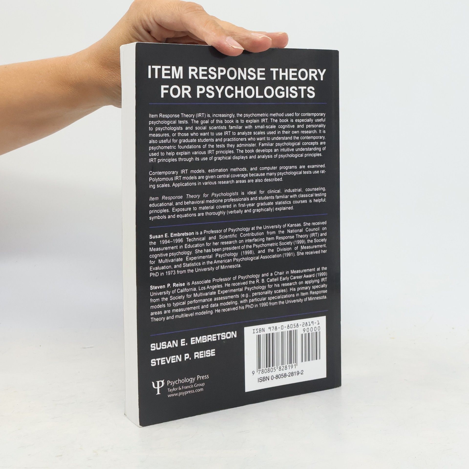 Susan E. Embretson Item Response Theory for Psychologists