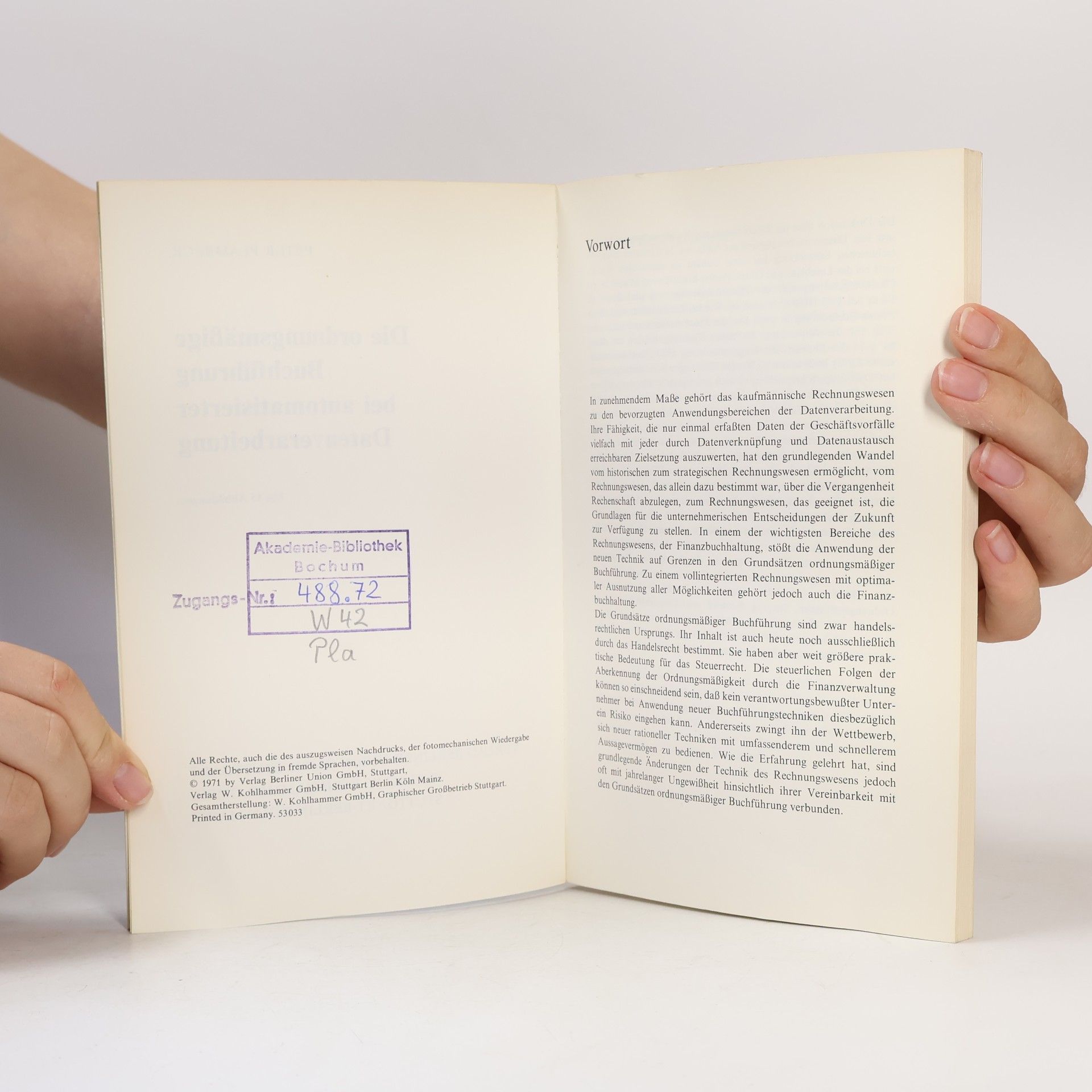 Peter Plambeck Die ordnungsmäßige Buchführung bei automatisierter Datenverarbeitung