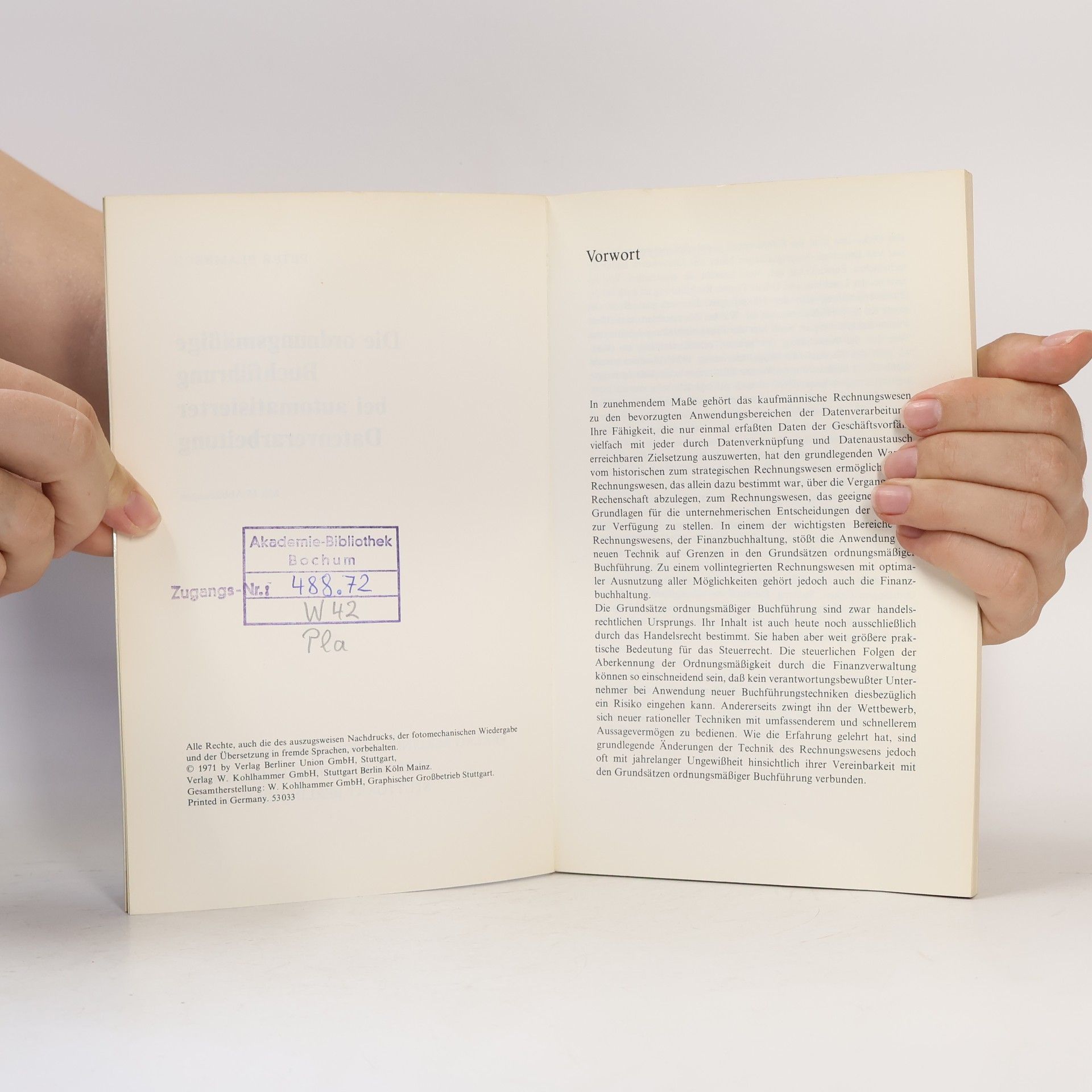 Peter Plambeck Die ordnungsmäßige Buchführung bei automatisierter Datenverarbeitung
