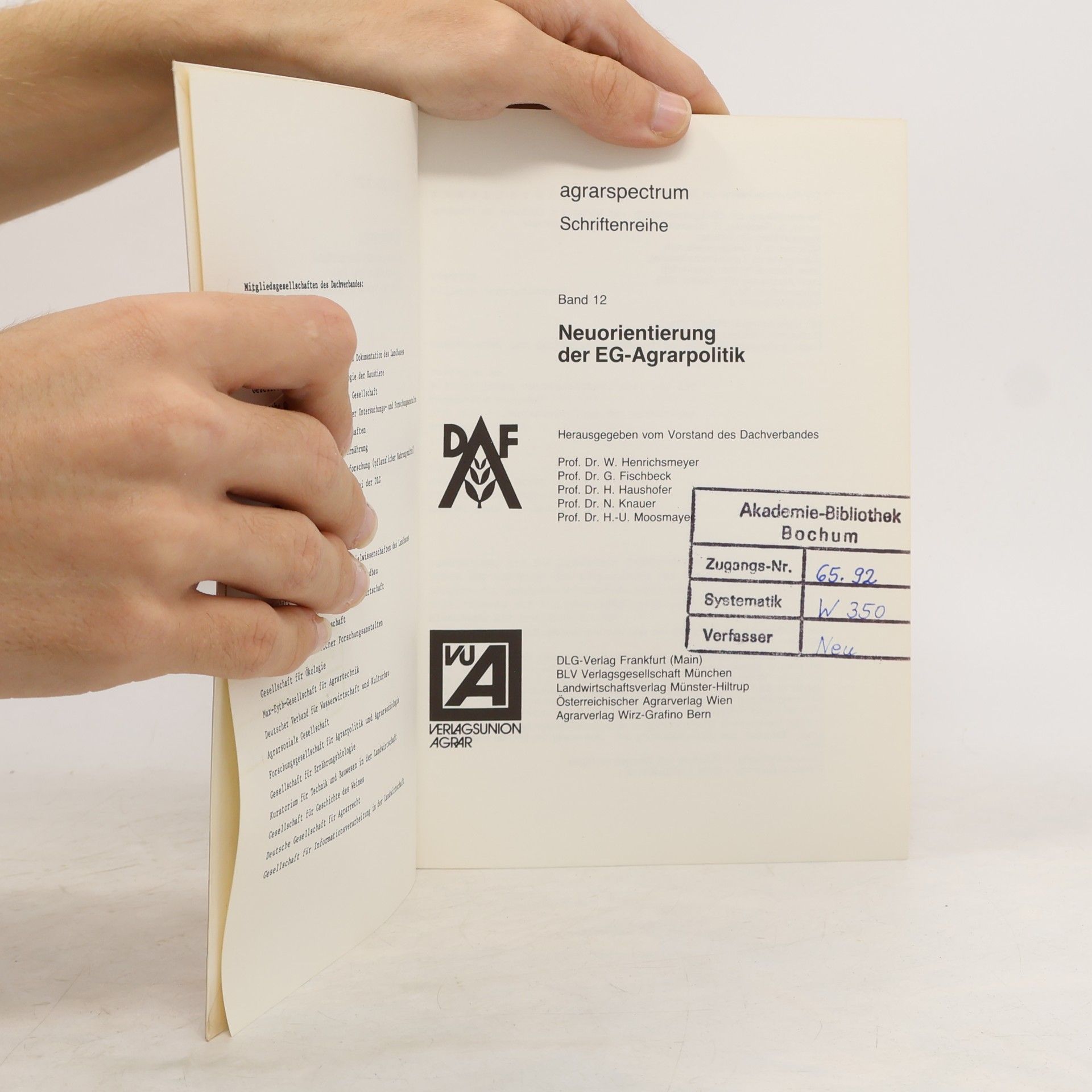 Wilhelm Henrichsmeyer Agrarspectrum - 12: Neuorientierung der EG-Agrarpolitik