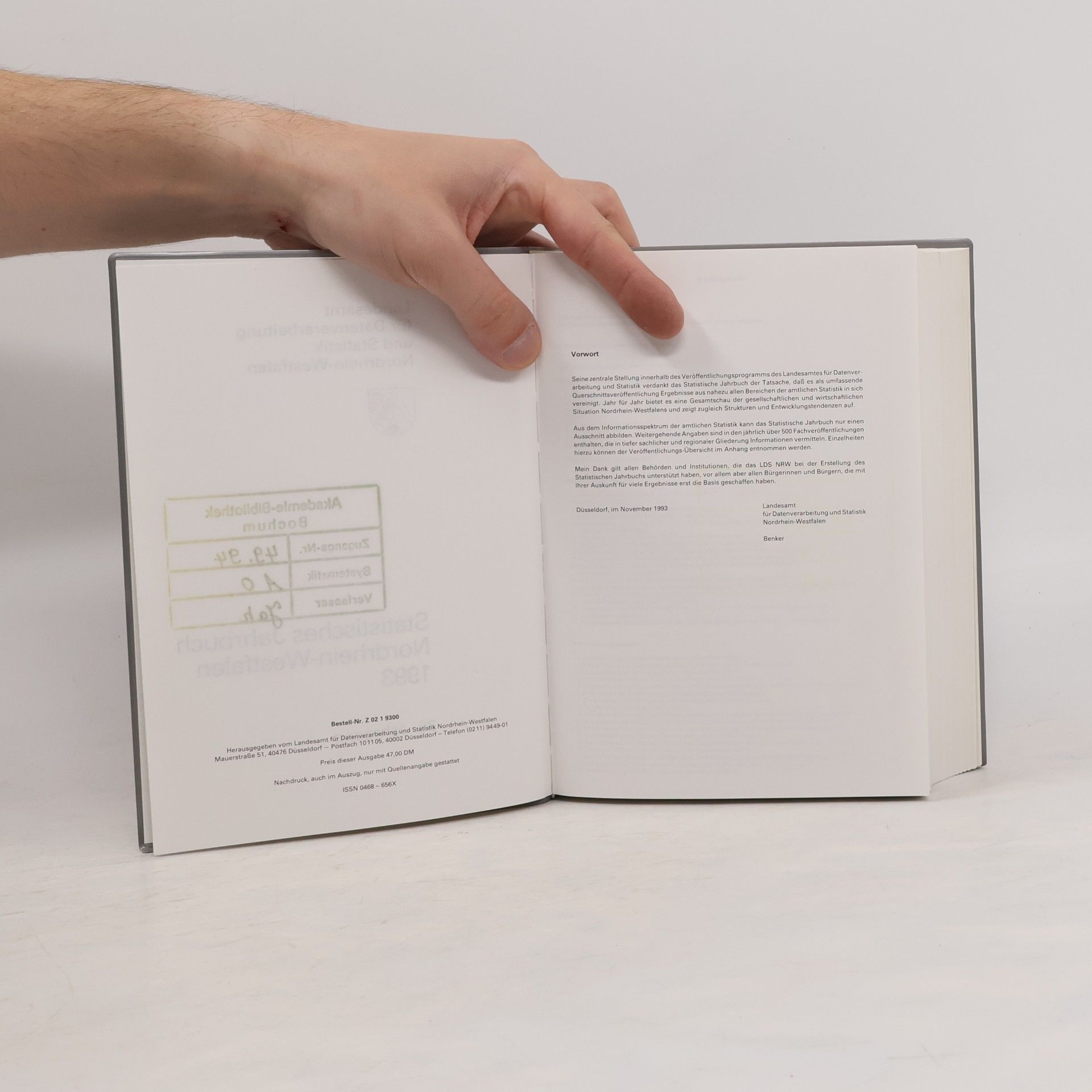 Autorenkollektiv Statistisches Jahrbuch Nordrhein-Westfalen 1993