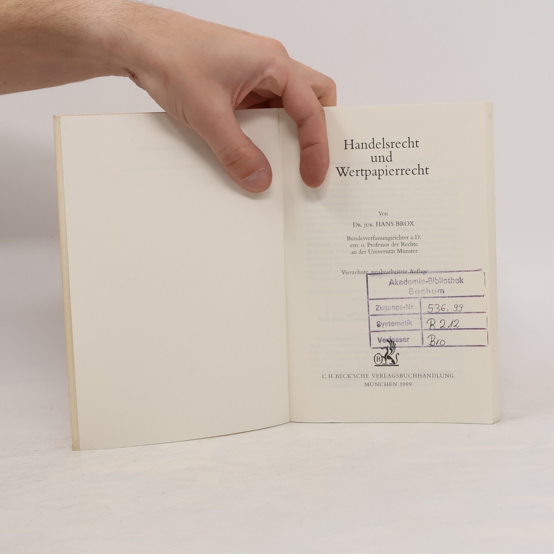 Hans Brox Handelsrecht und Wertpapierrecht