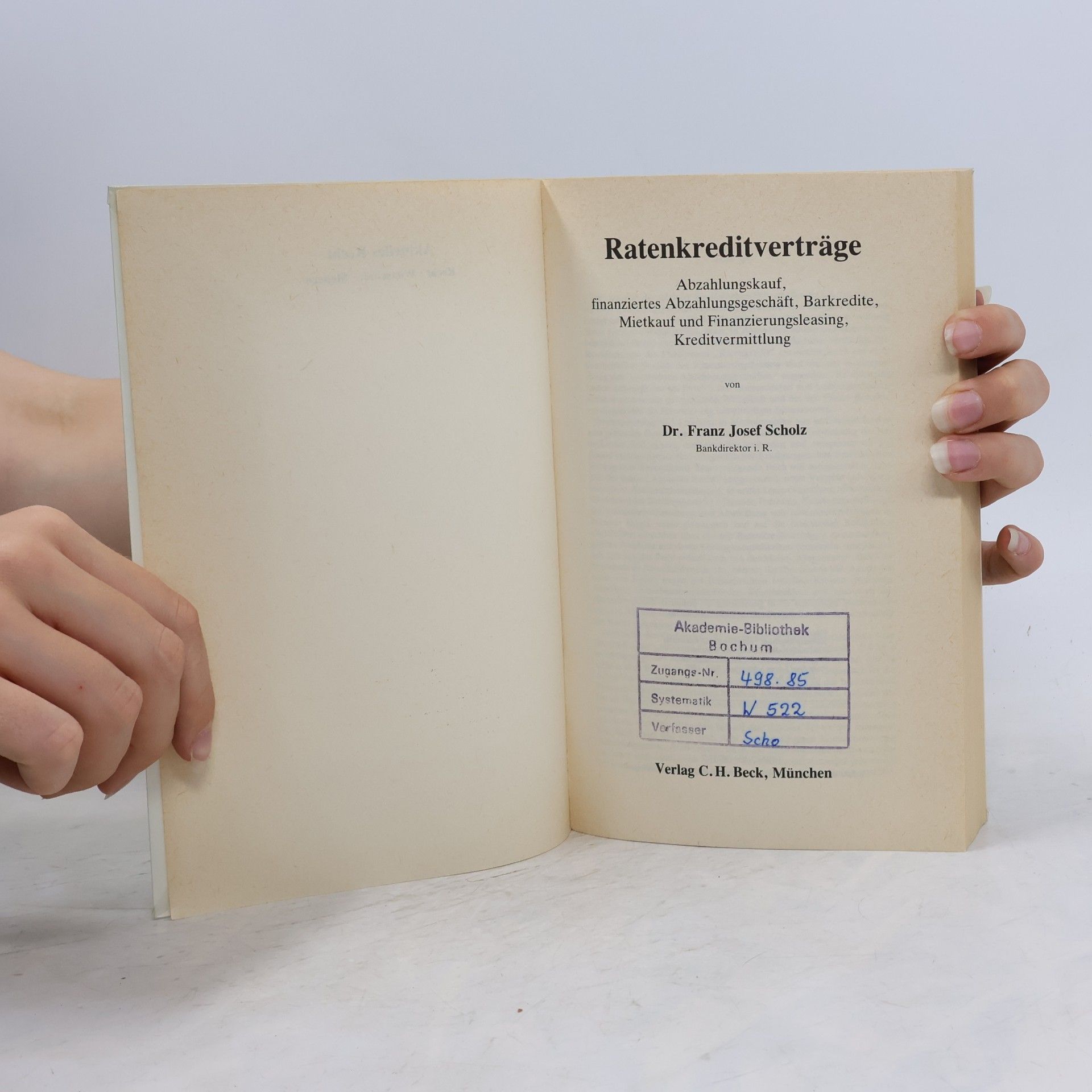 Franz Josef Scholz Ratenkreditverträge