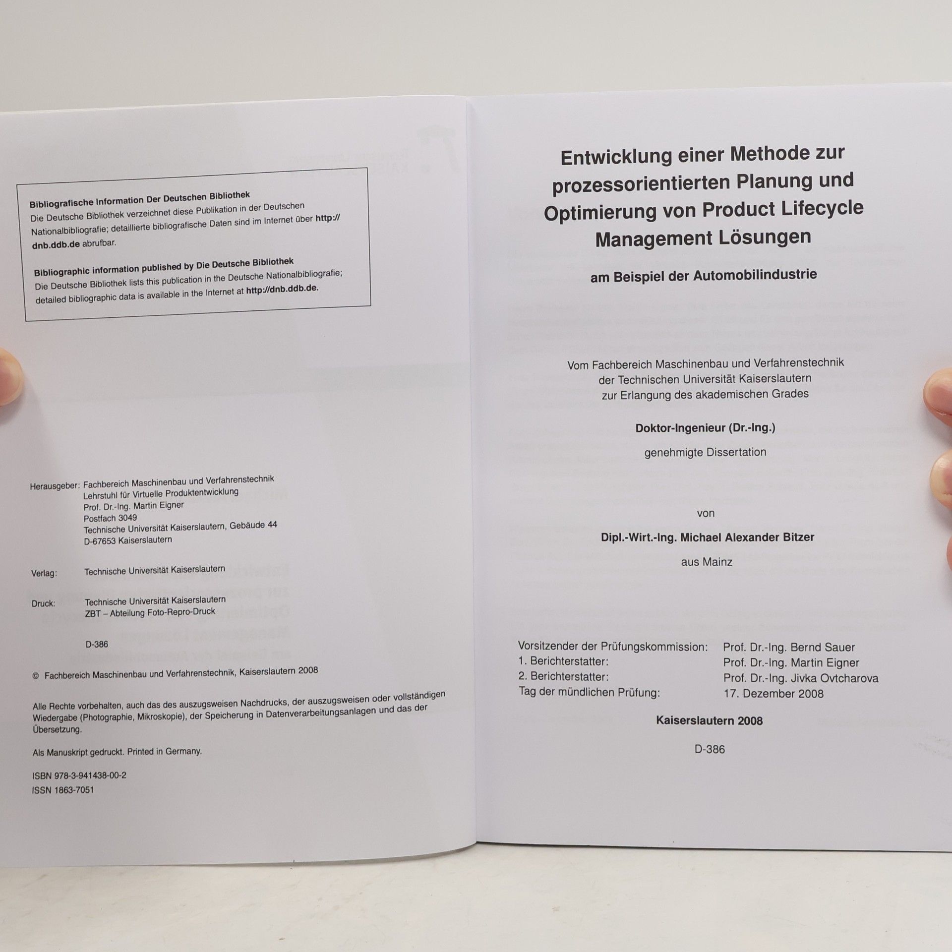 Michael Alexander Bitzer Schriftenreihe VPE - 6: Entwicklung einer Methode zur prozessorientierten Planung und Optimierung von Product Lifecycle Management Lösungen am Beispiel der Automobilindustrie