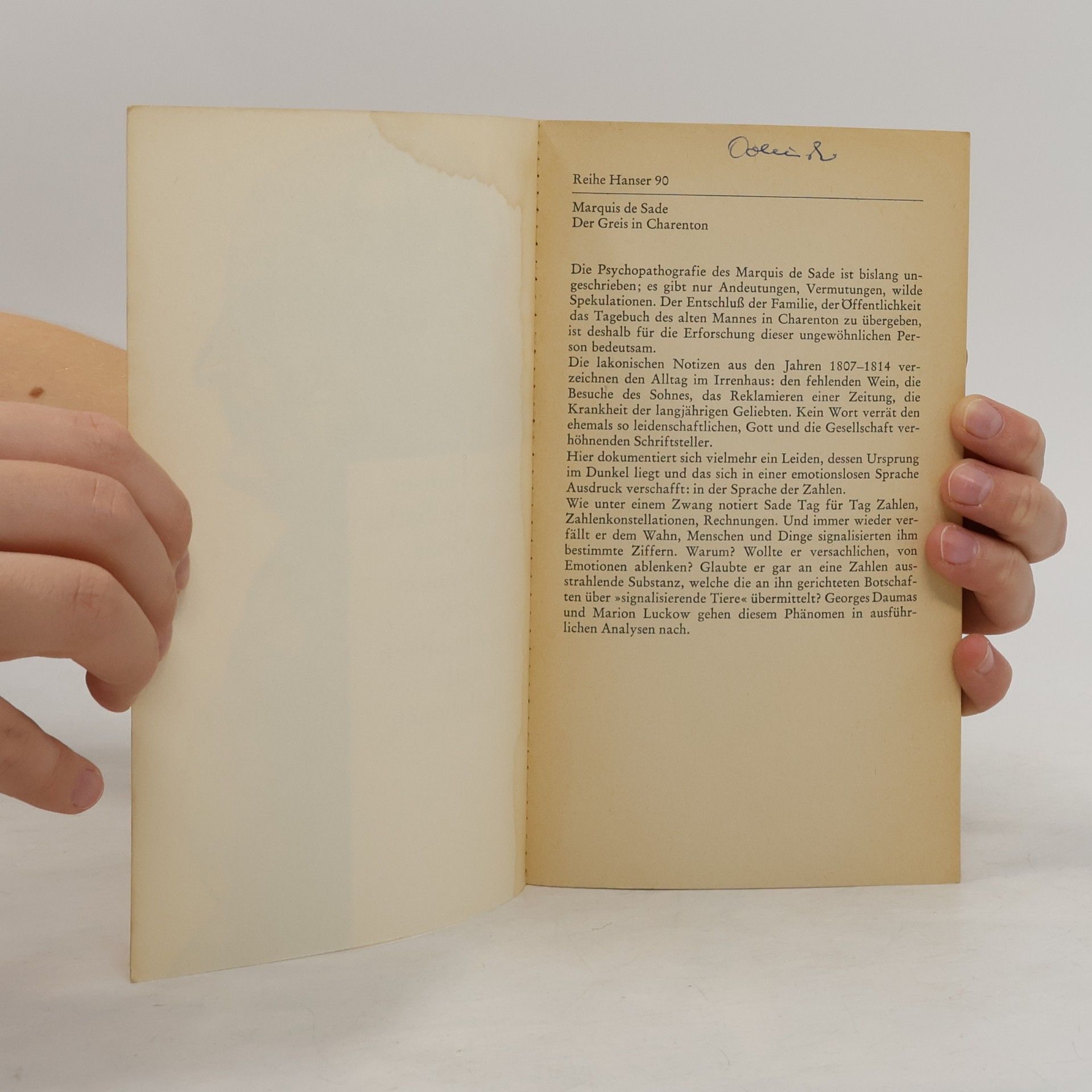 Donatien Alphonse François marquis de Sade Der Greis in Charenton