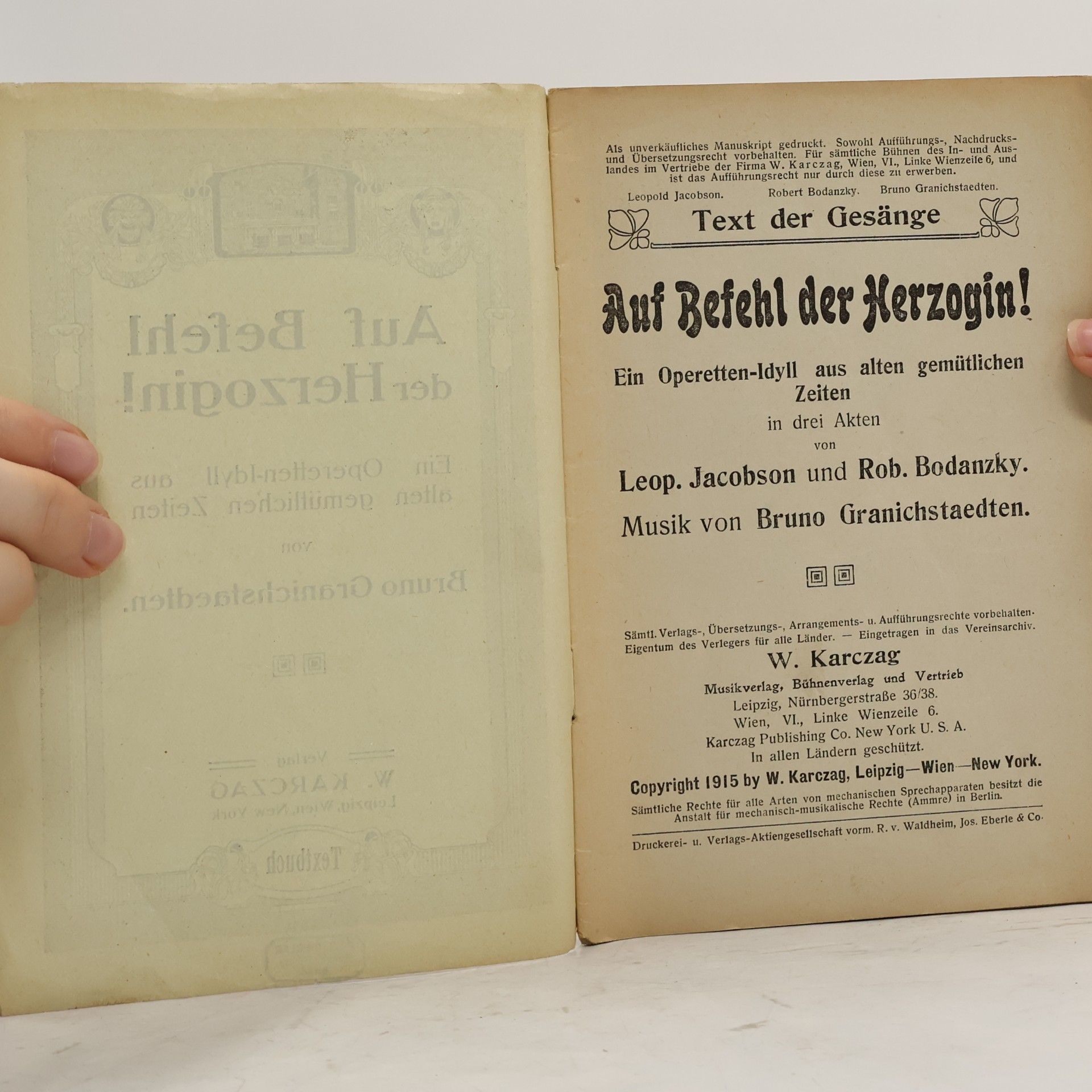 Leop. Jacobson Auf Befehl der Herzogin!