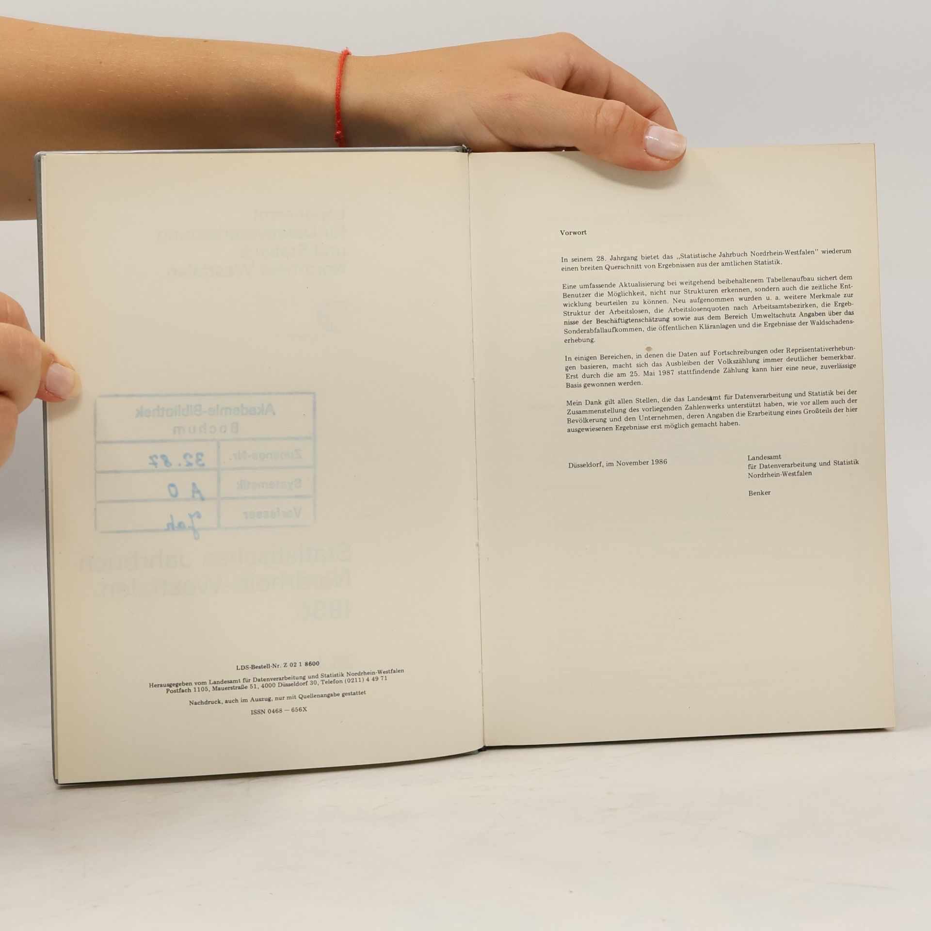 kolektiv Statistisches Jahrbuch Nordrhein-Westfalen 1986