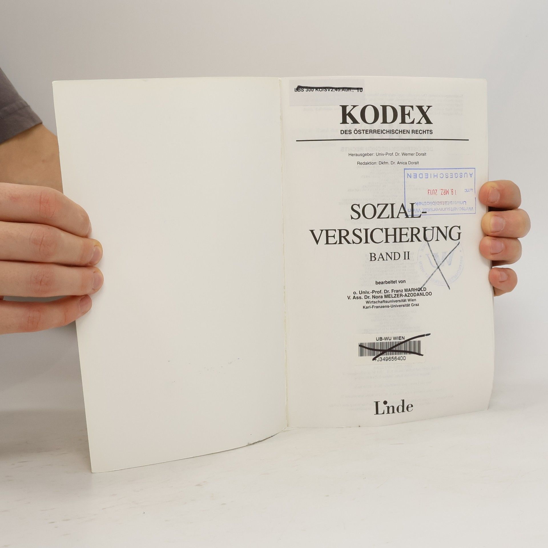 Werner Doralt Kodex - 2: Sozialversicherung - 45. Auflage - Stand 1.9.2012