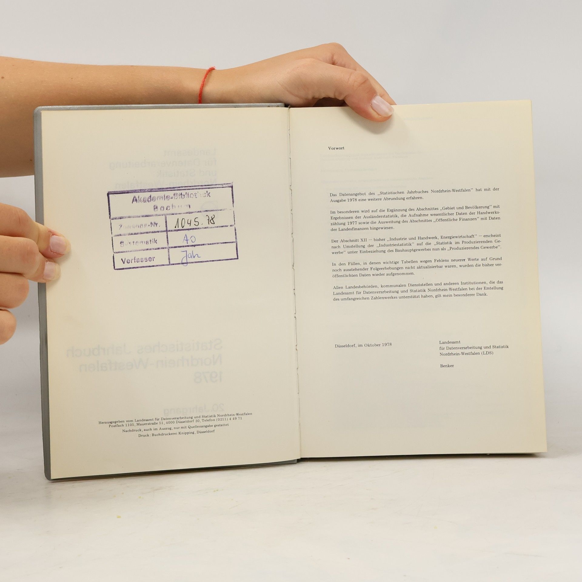 kolektiv Statistisches Jahrbuch Nordrhein-Westfalen 1978
