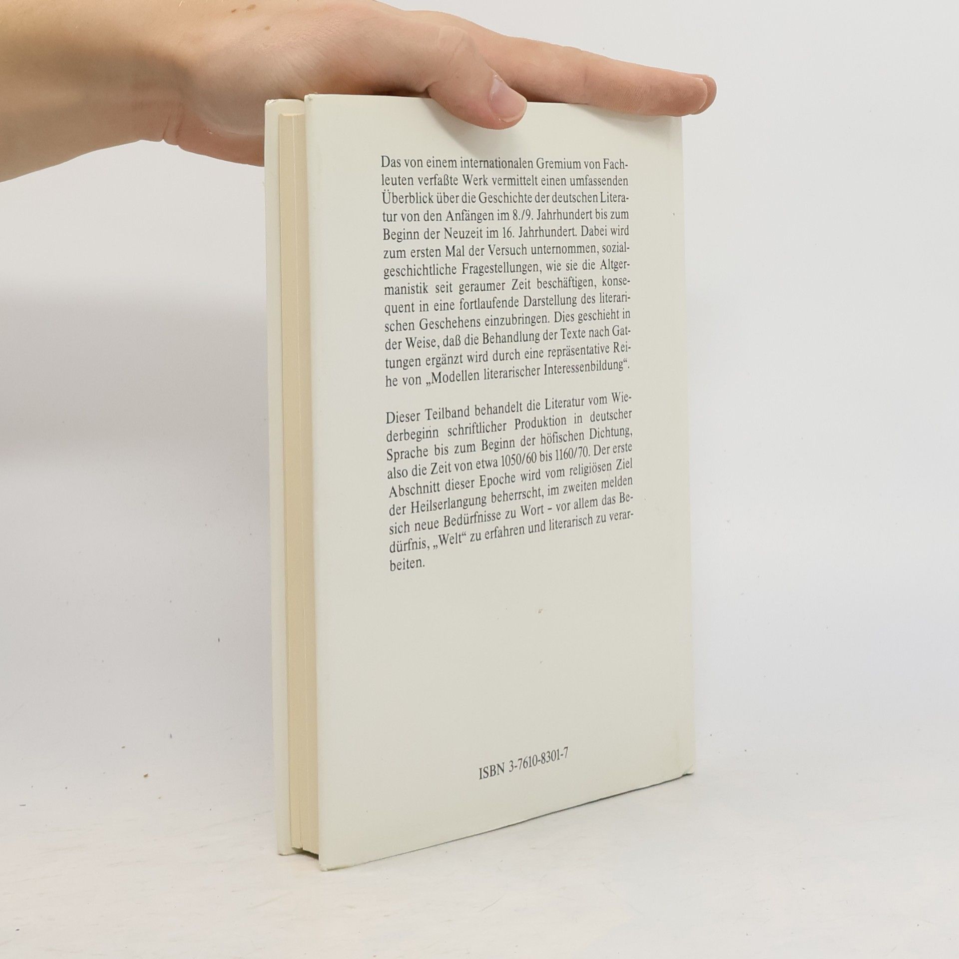 Gisela Vollmann-Profe Geschichte der deutschen Literatur von den Anfängen bis zum Beginn der Neuzeit 1/2