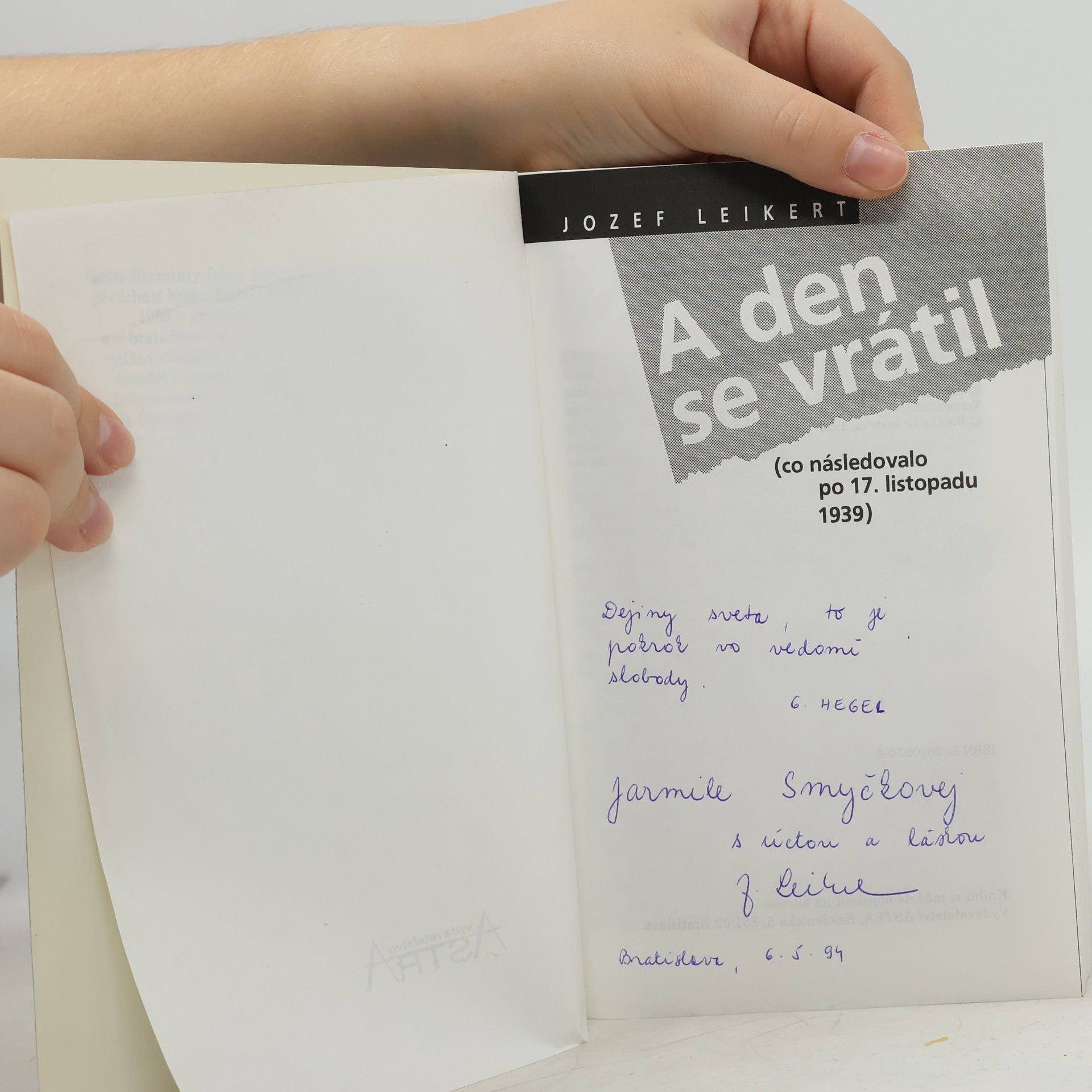 Jozef Leikert A den se vrátil : (co následovalo po 17. listopadu 1939)