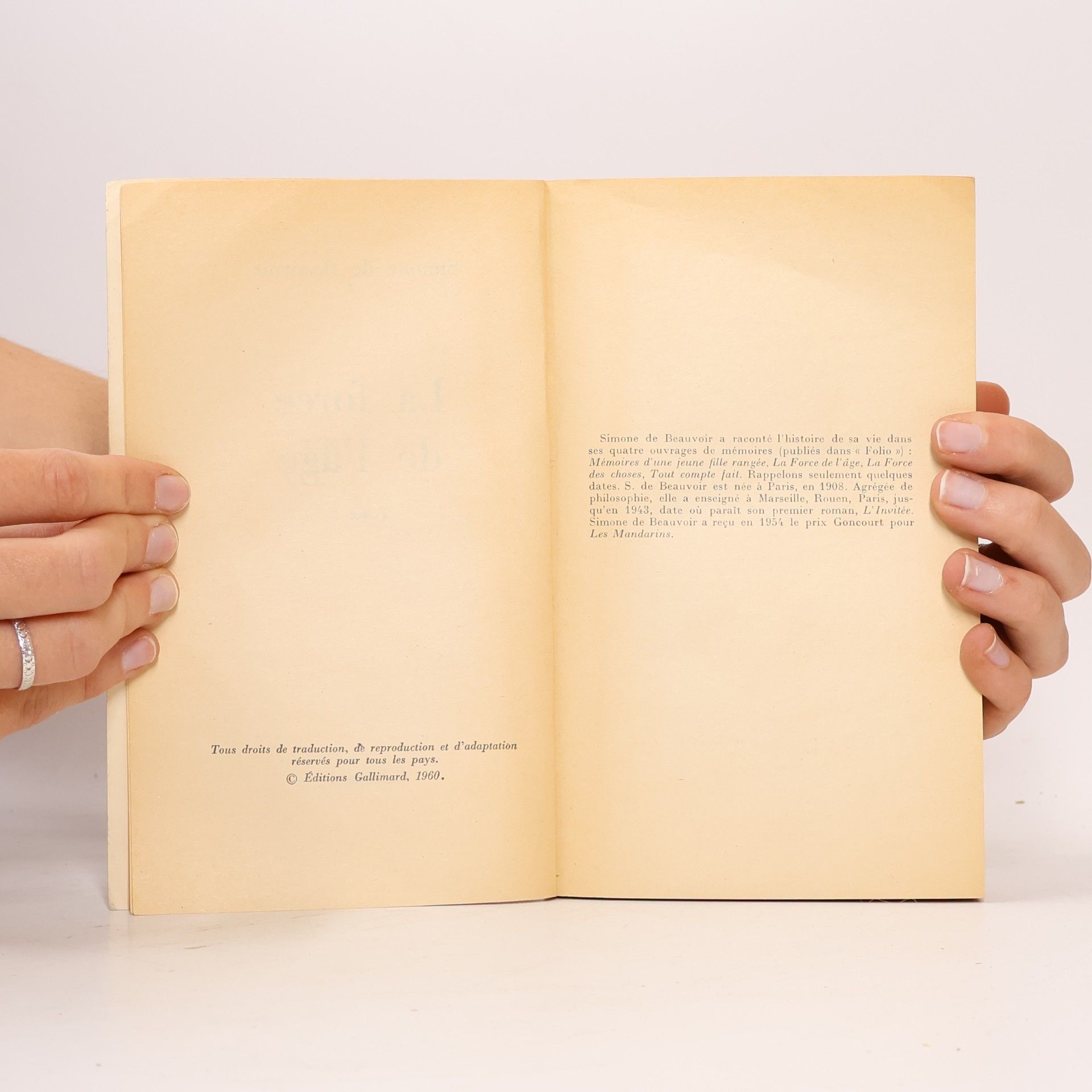 Simone de Beauvoir La force de l'âge I - Texte intégral