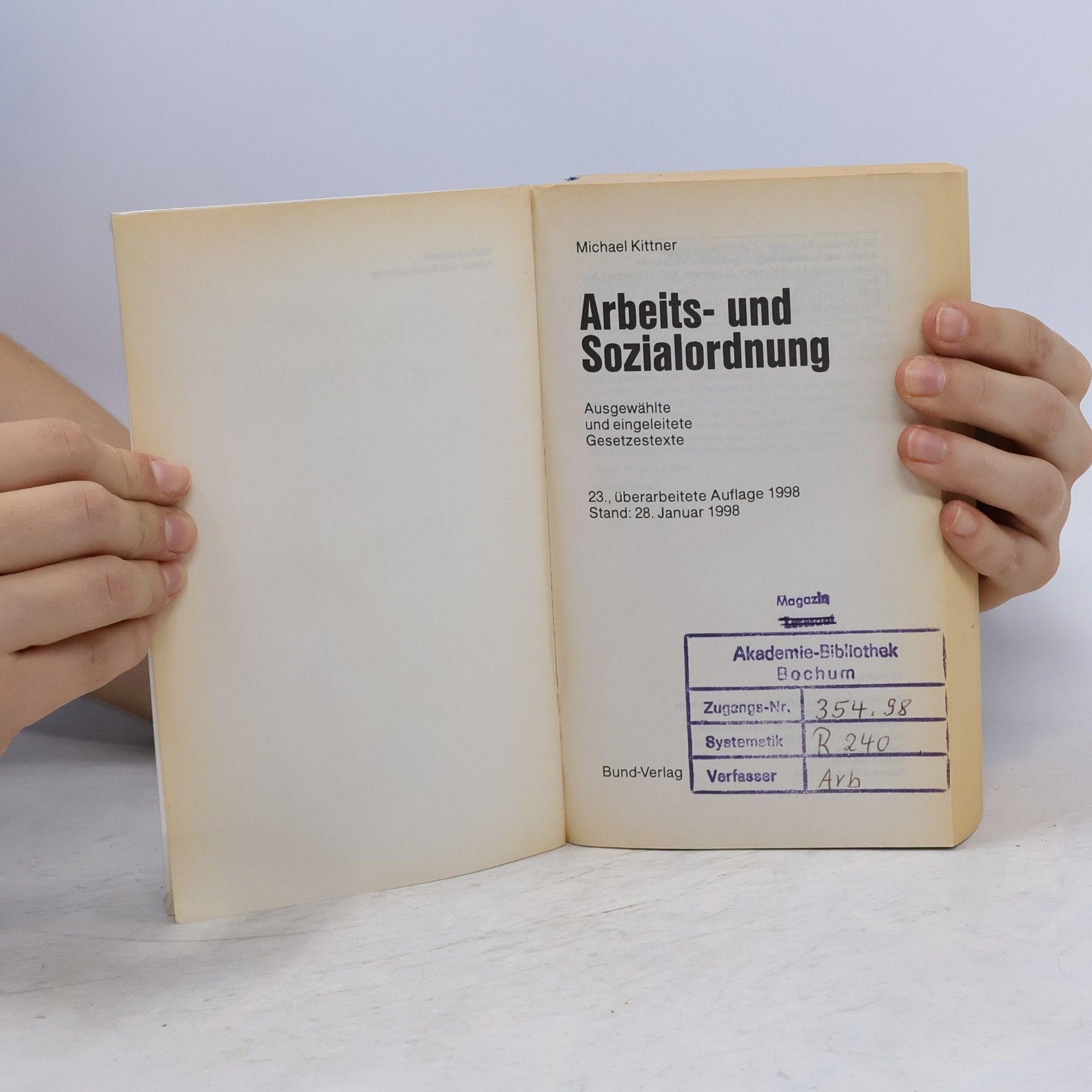 Michael Kittner Arbeits- und Sozialordnung