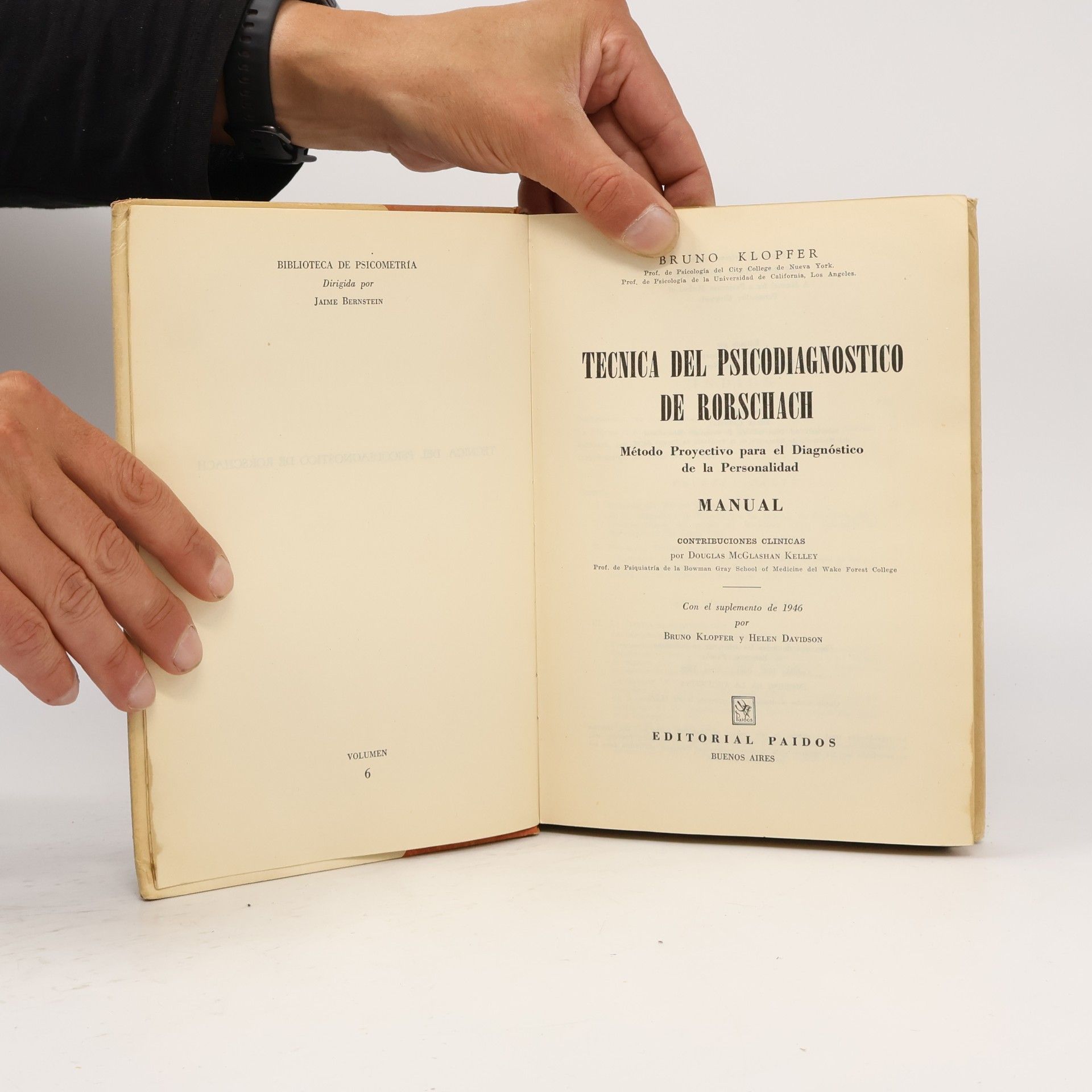 Bruno Klopfer Técnica del psicodiagnóstico de Rorschach