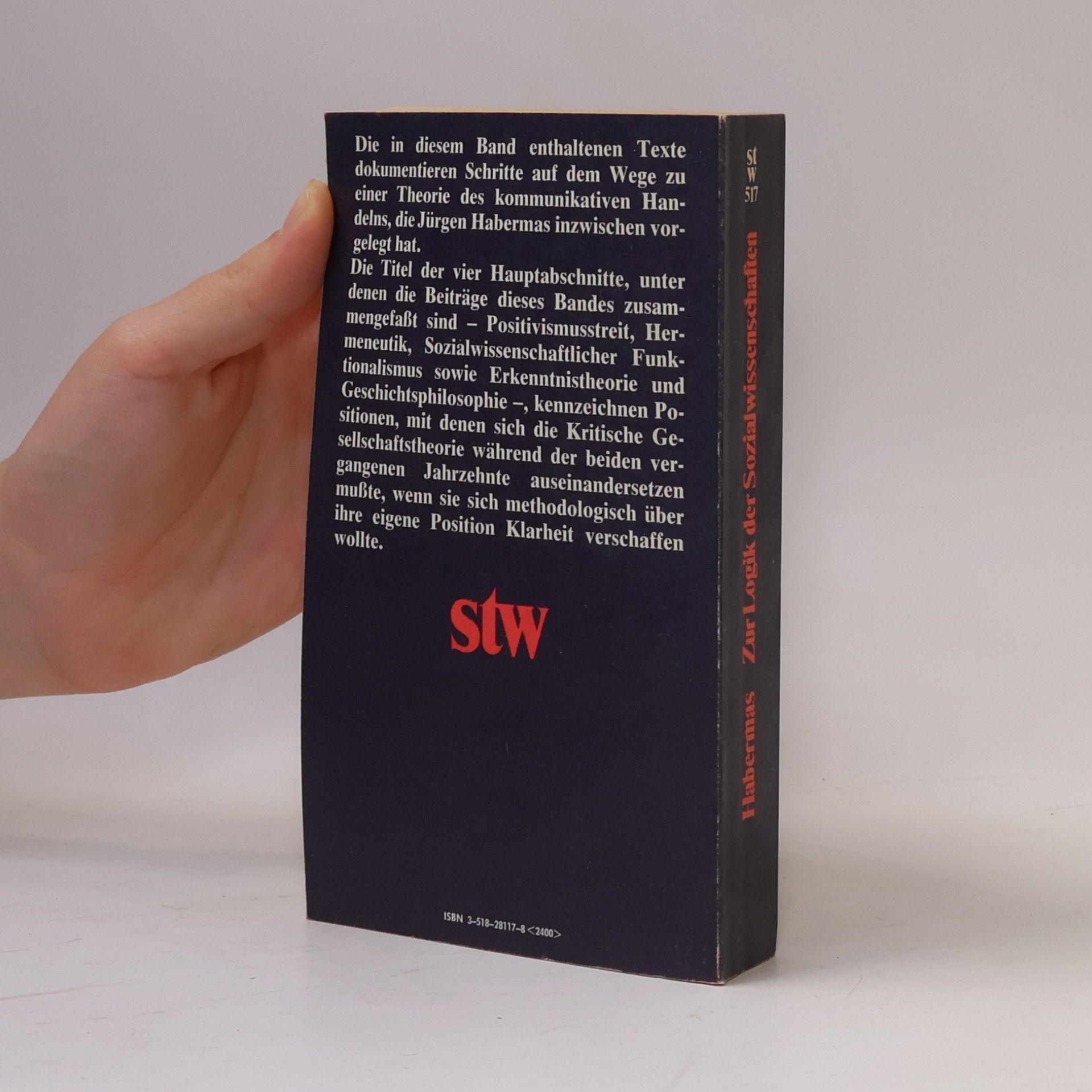Jürgen Habermas Suhrkamp Taschenbuch Wissenschaft - 517: Zur Logik der Sozialwissenschaften