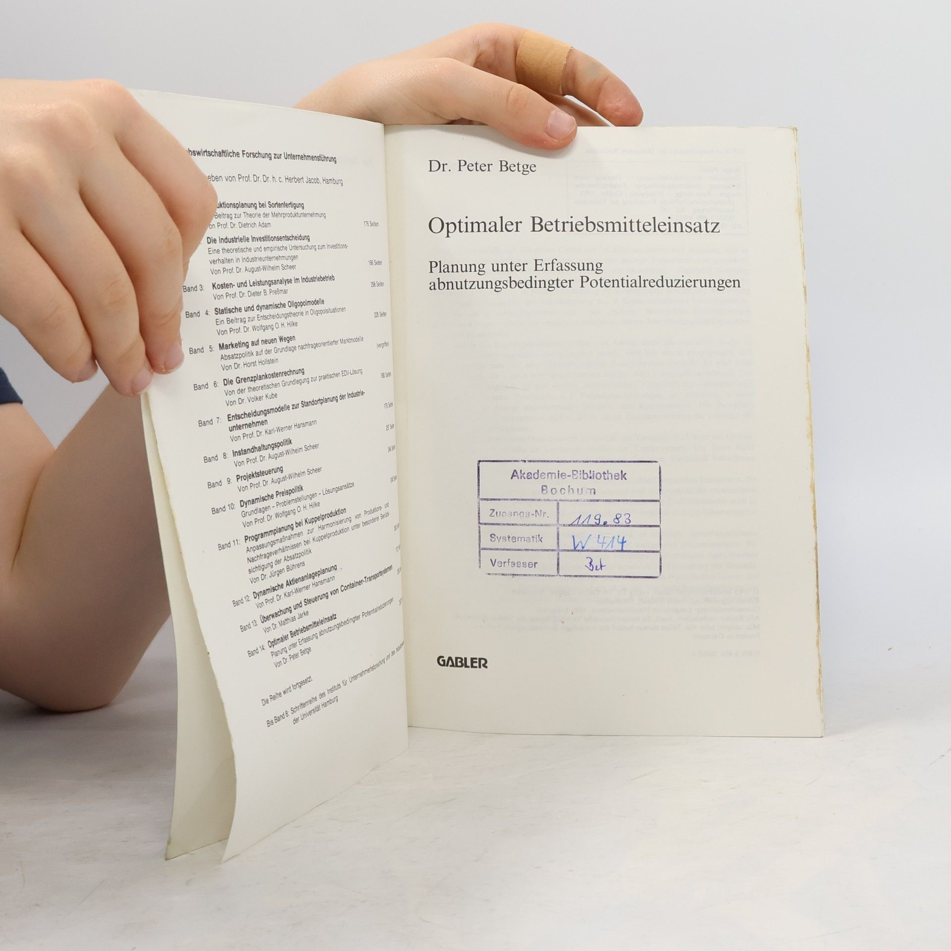 Peter Betge Betriebswirtschaftliche Forschung zur Unternehmensführung - 14: Optimaler Betriebsmitteleinsatz