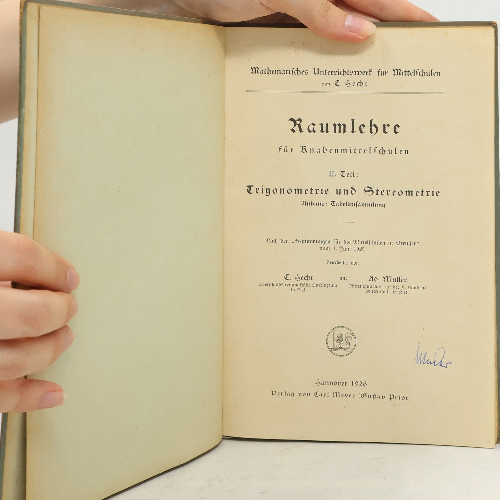 Mordechai C. Hecht Raumlehre für Knabenmittelschulen II. Trigonometrie und Stereometrie