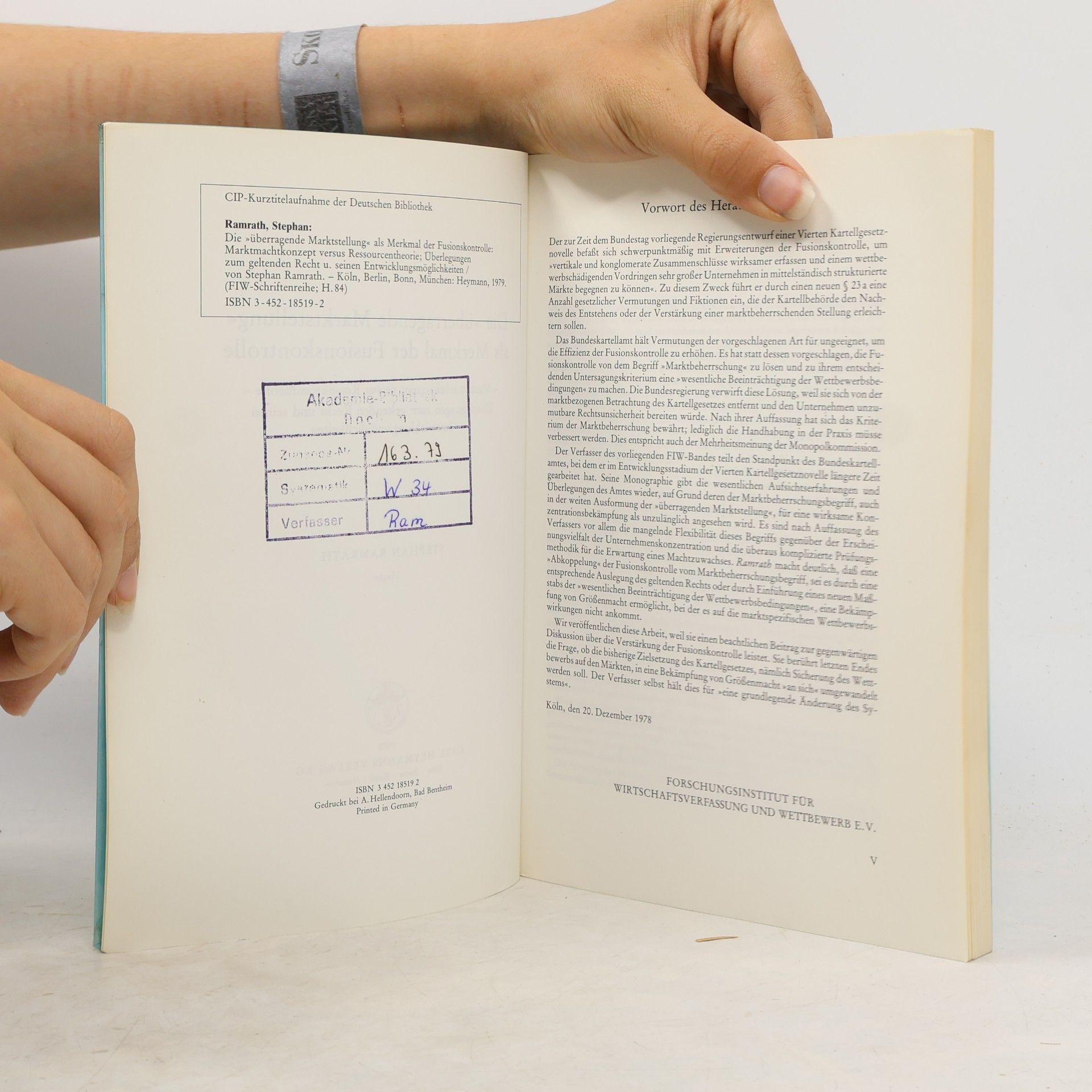 Stephan Ramrath FIW-Schriftenreihe 84. Die "überragende Marktstellung" in der Fusionskontrolle