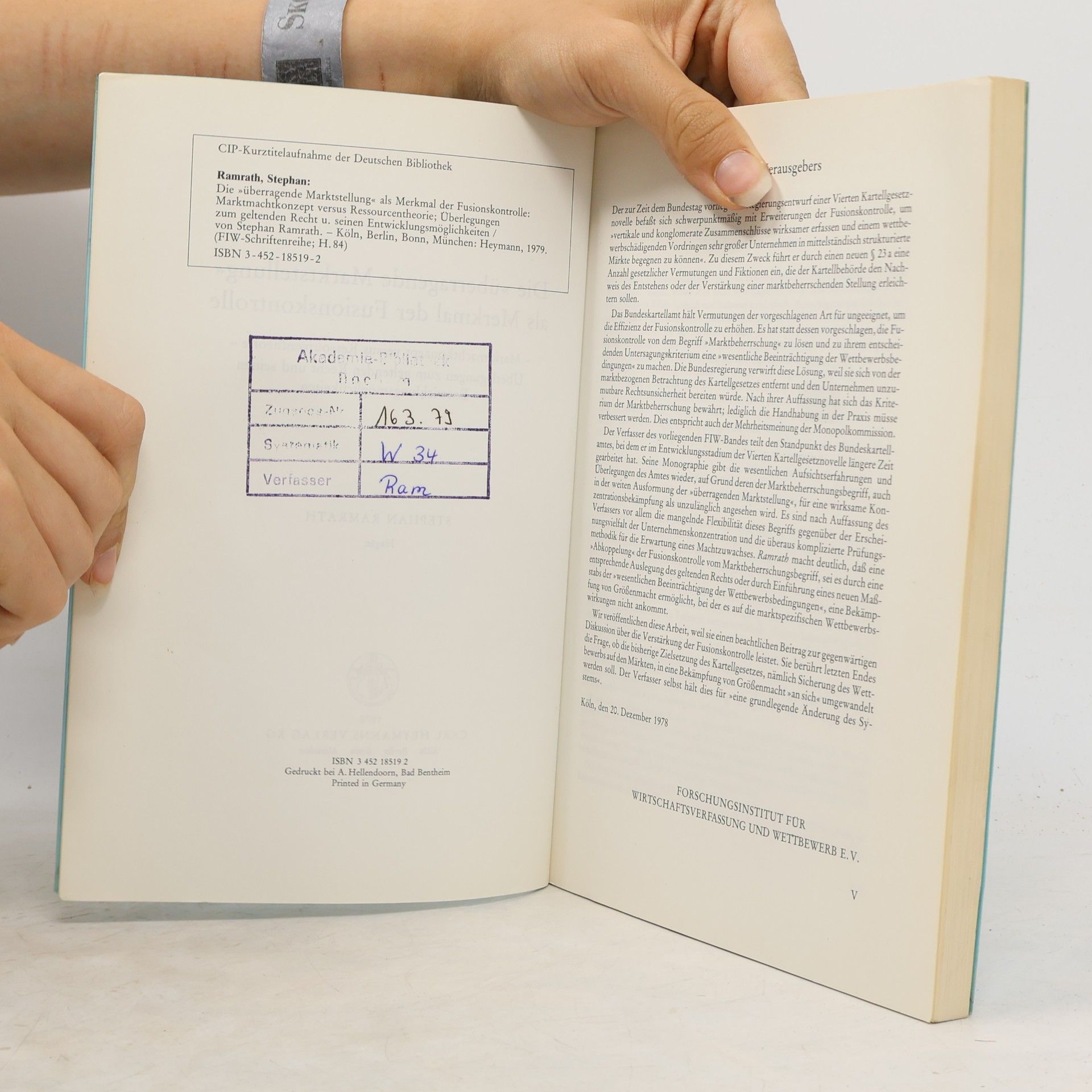 Stephan Ramrath FIW-Schriftenreihe 84. Die "überragende Marktstellung" in der Fusionskontrolle