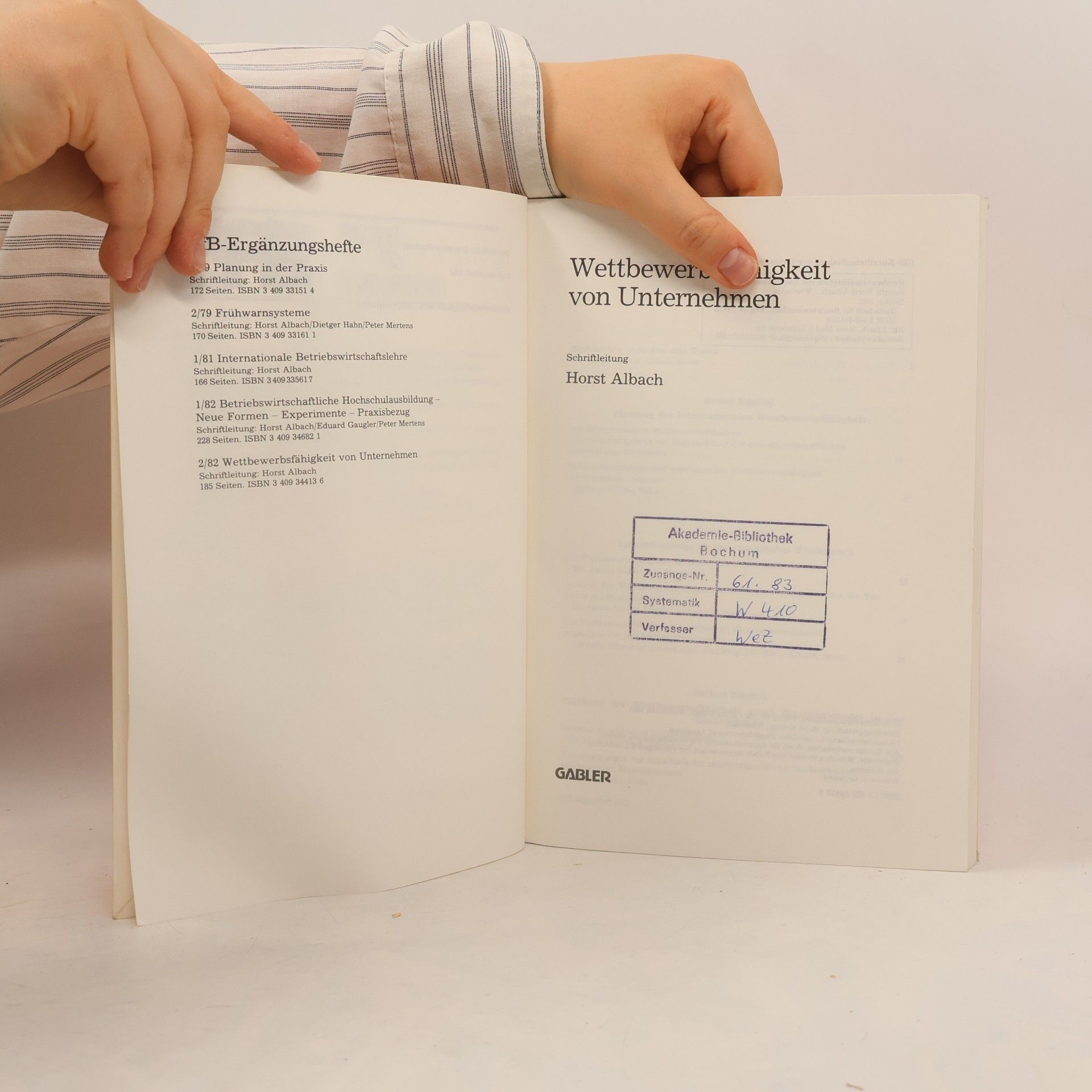 Horst Albach Zeitschrift für Betriebswirtschaft - Ergänzungsheft 2-82: Wettbewerbsfähigkeit von Unternehmen