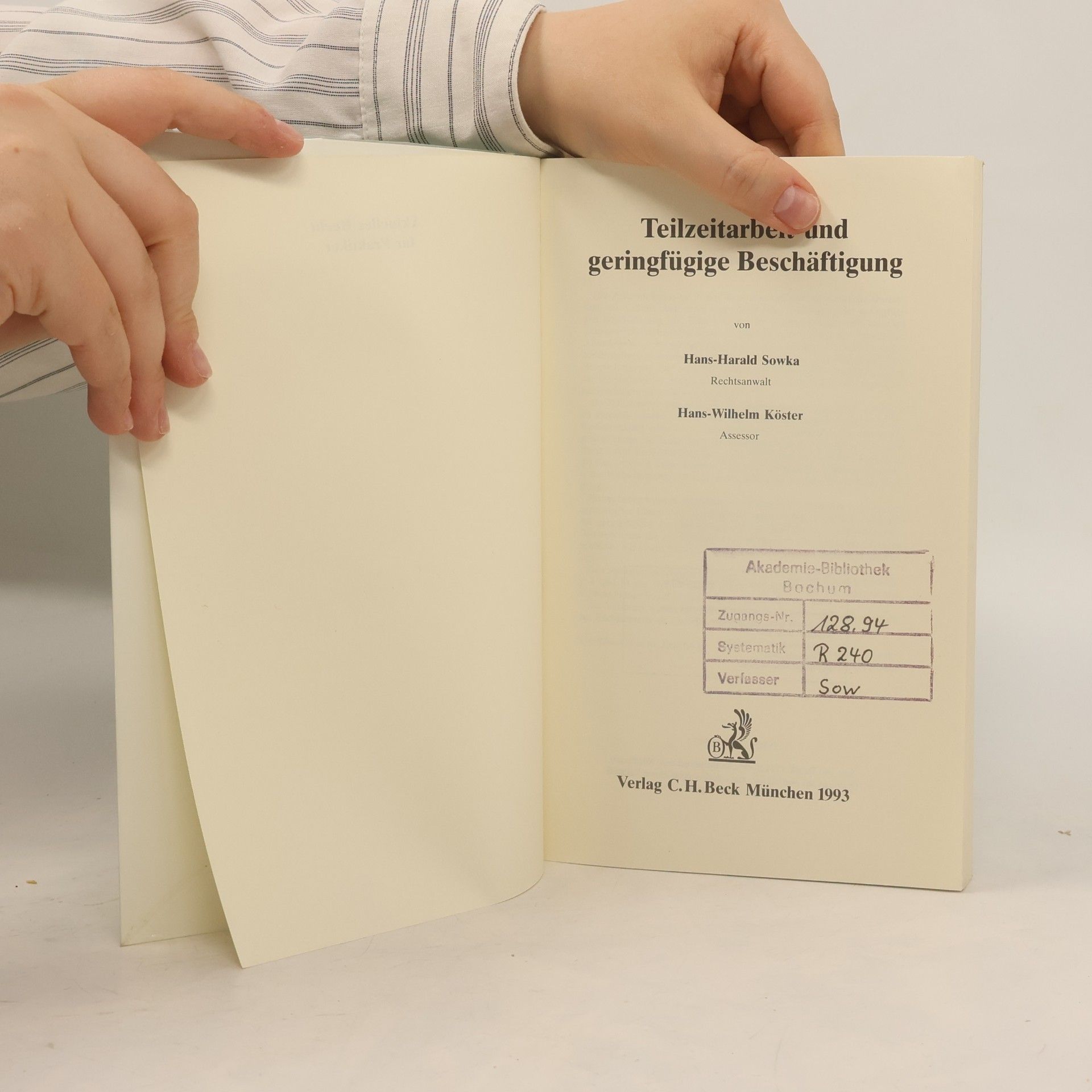 Hans-Harald Sowka Teilzeitarbeit und geringfügige Beschäftigung