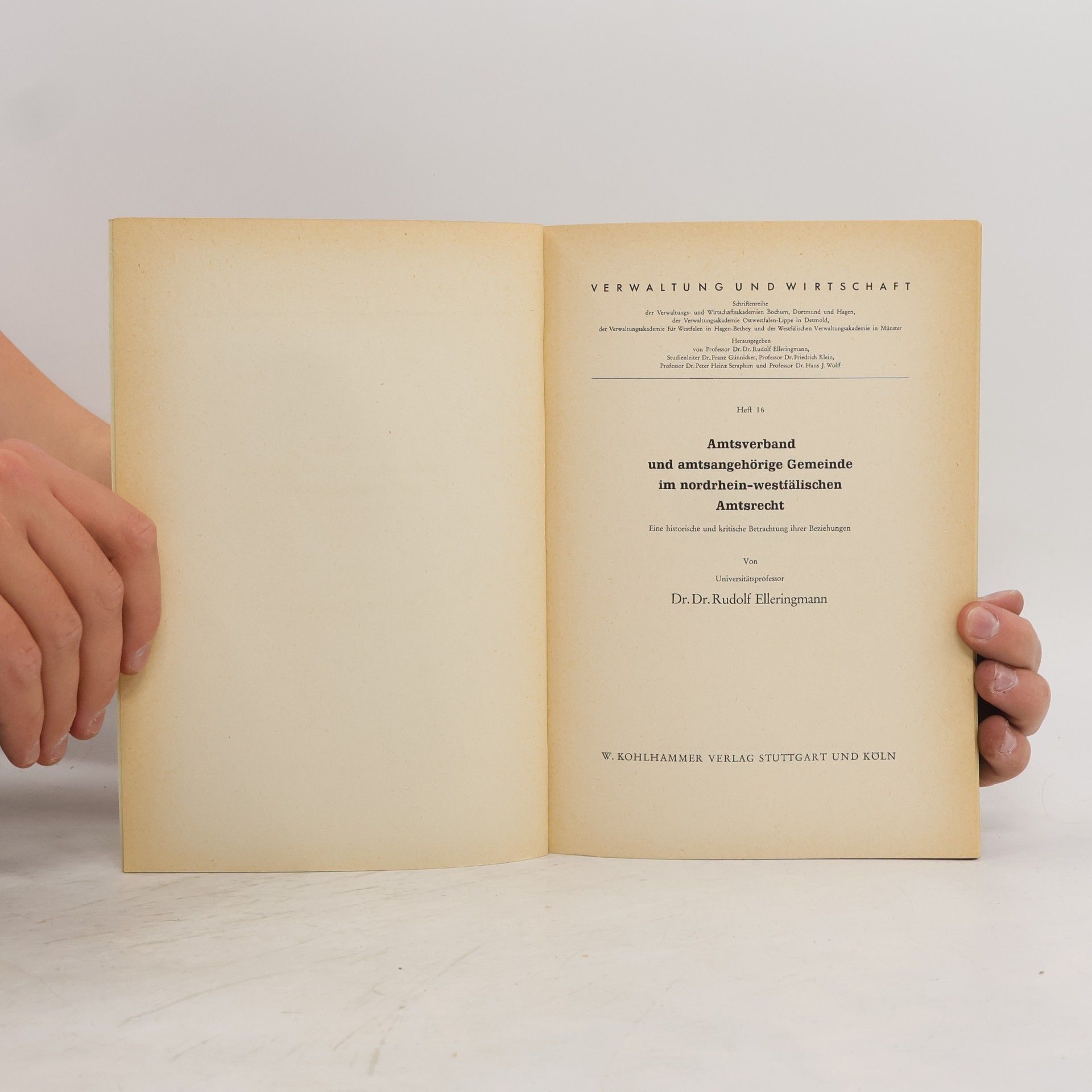 Rudolf Elleringmann Amtsverband und amtsangehörige Gemeinde im nordrhein-westfälischen Amtsrecht