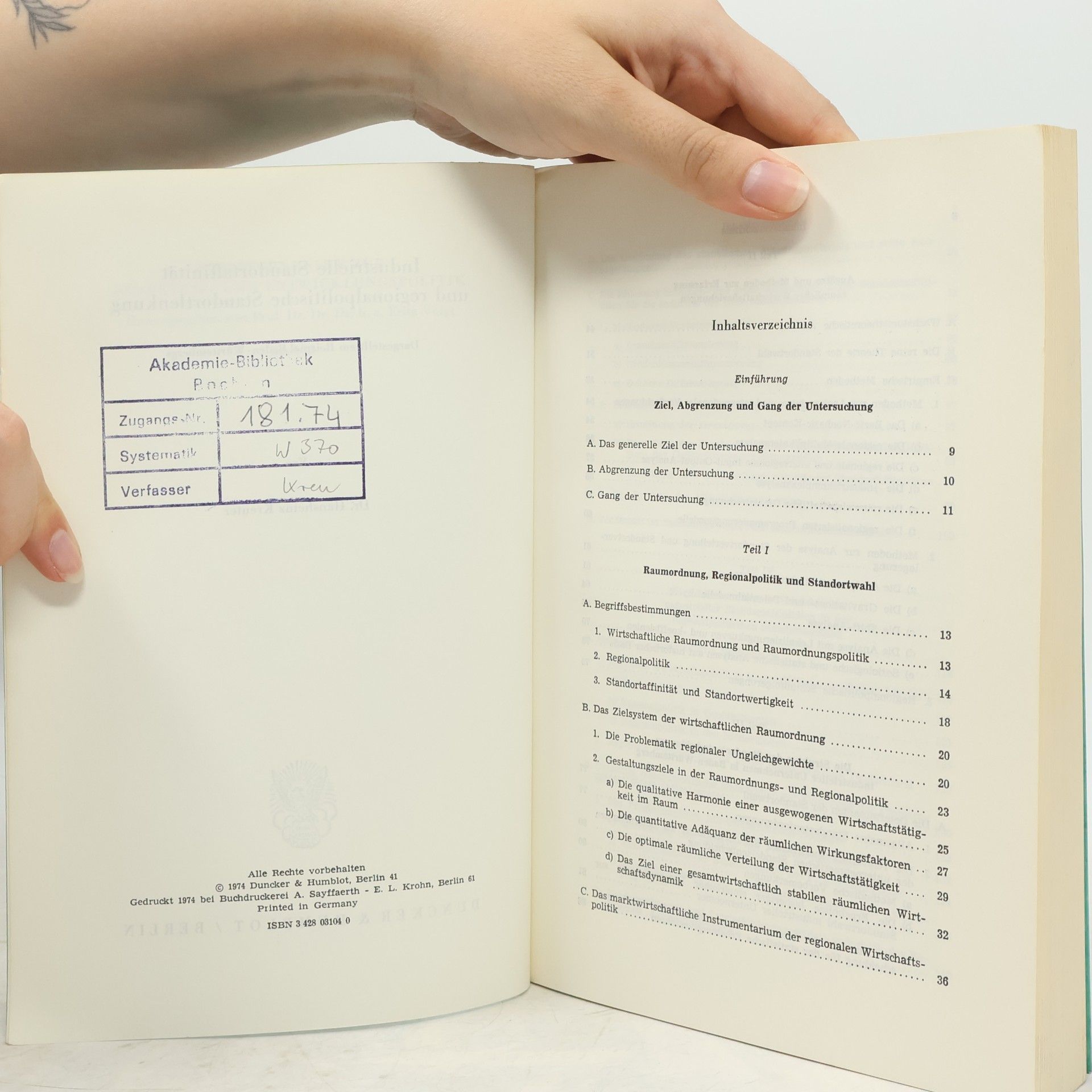 Hansheinz Kreuter Industrielle Standortaffinität und regionalpolitische Standortlenkung