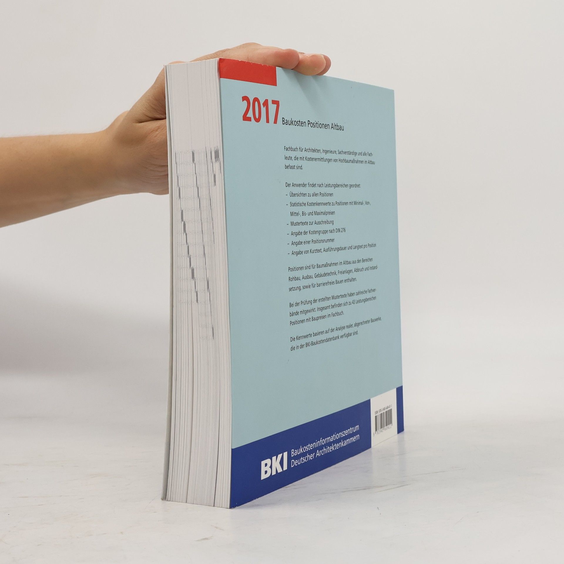 Bki Baukosteninformationszentrum Deutscher Architektenkammern BKI Baukosten Positionen Altbau 2017: Statistische Kostenkennwerte