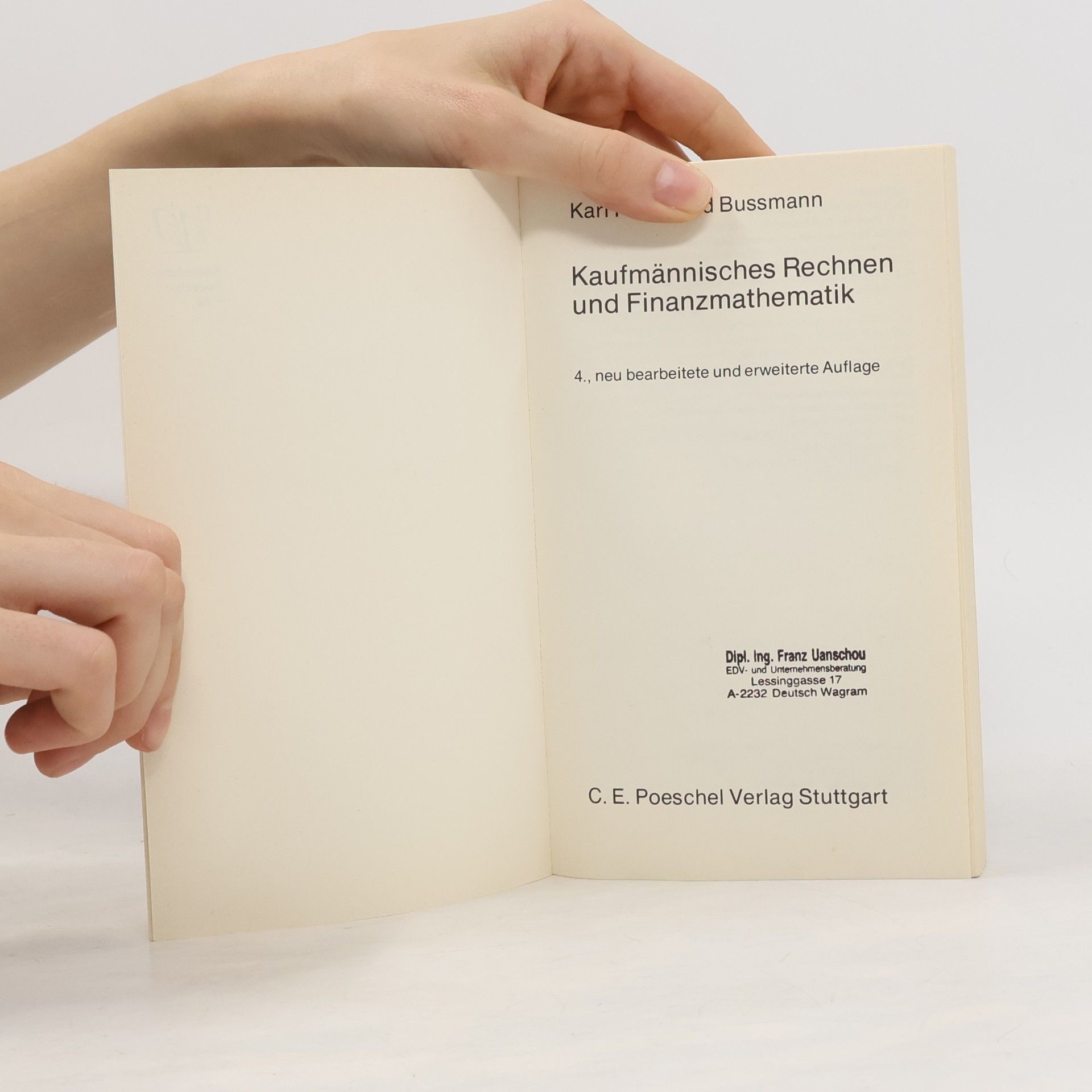 Karl Ferdinand Bussmann Sammlung Poeschel - 89: Kaufmännisches Rechnen und Finanzmathematik