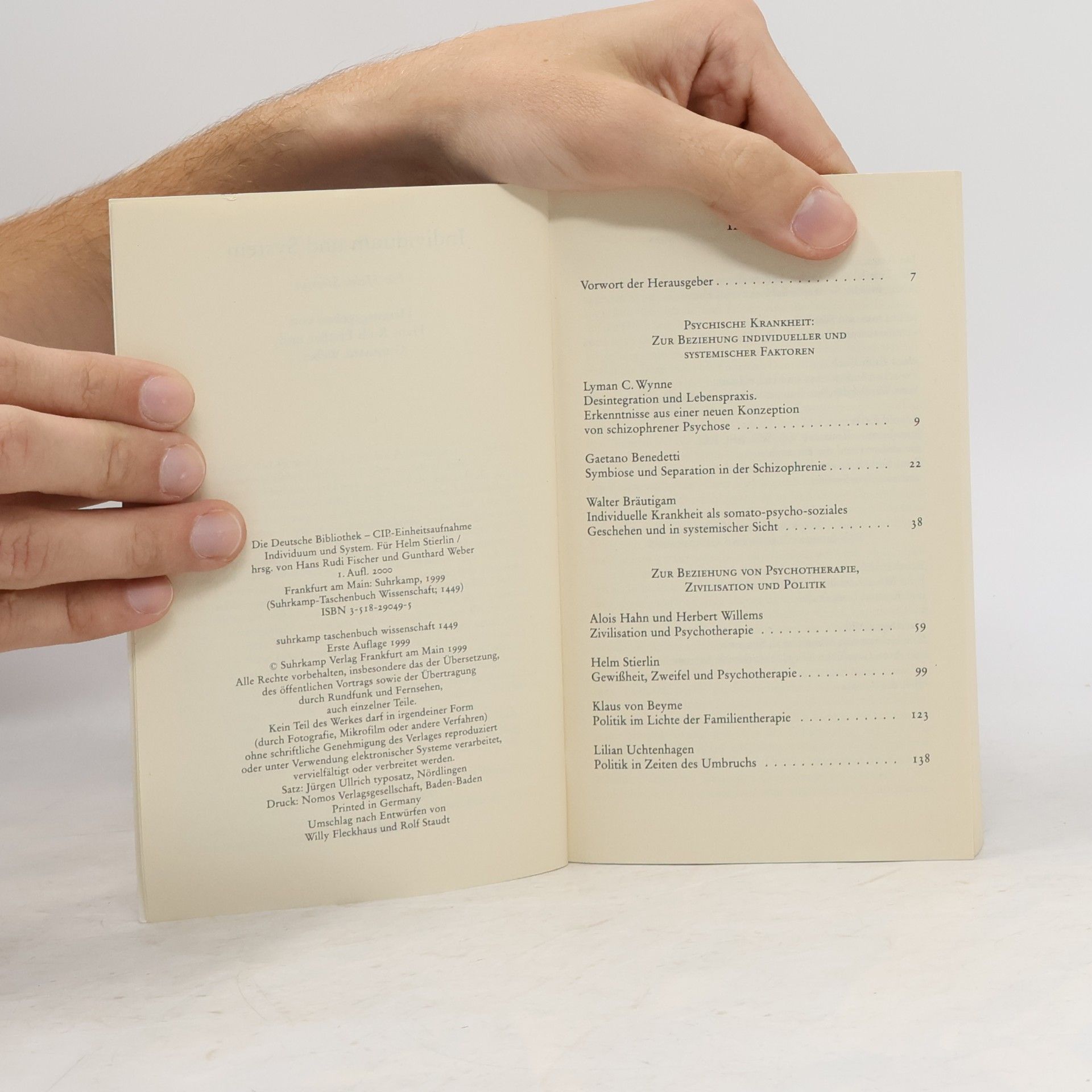 Hans Rudi Fischer Suhrkamp Taschenbuch Wissenschaft - 1449: Individuum und System