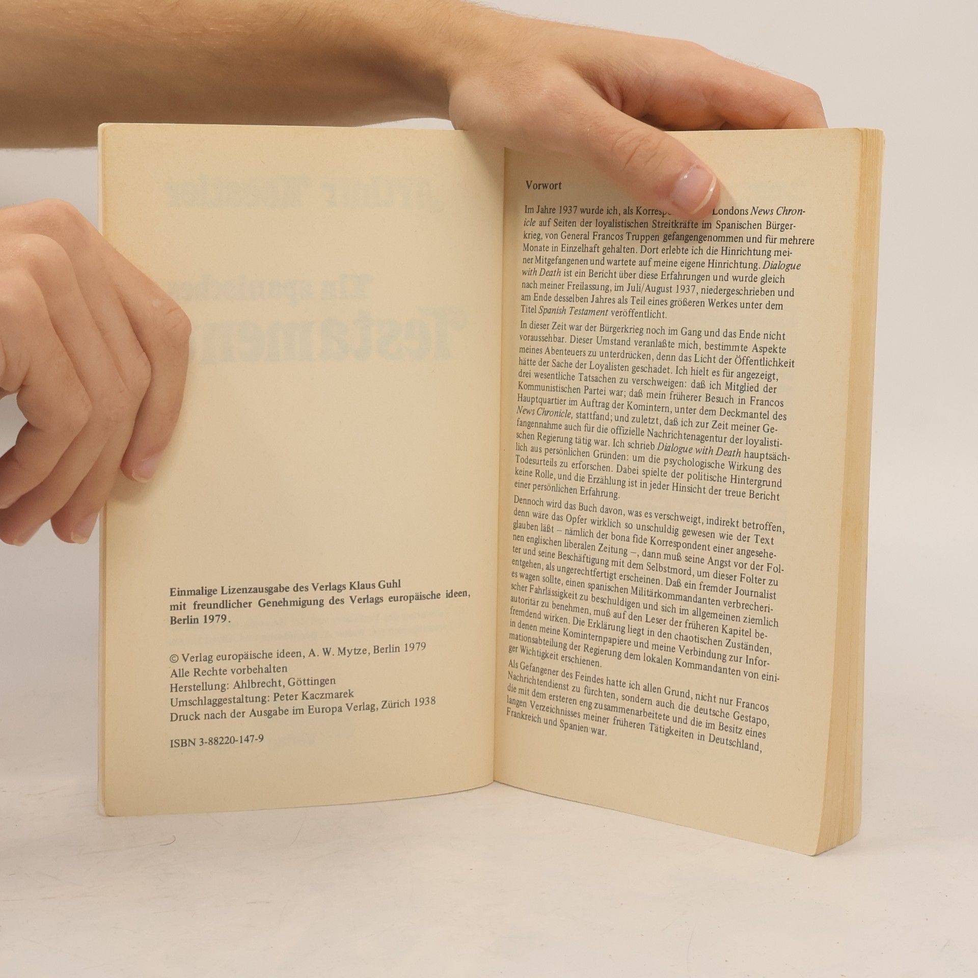 Arthur Koestler Ein spanisches Testament
