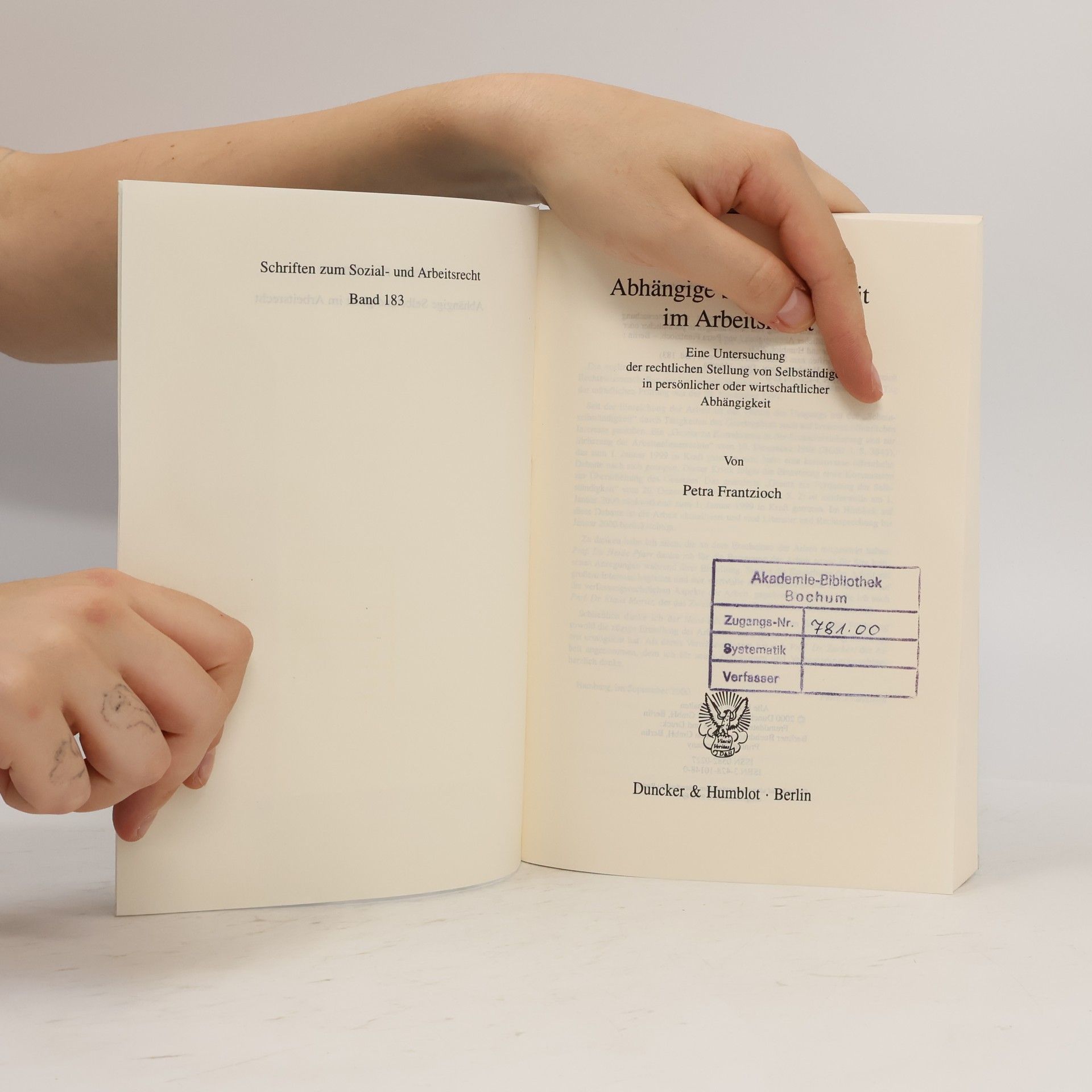 Petra Frantzioch Schriften zum Sozial- und Arbeitsrecht - 183: Abhängige Selbständigkeit im Arbeitsrecht