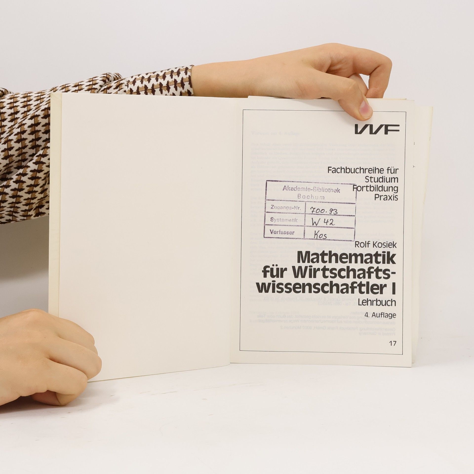 Rolf Kosiek Mathematik für Wirtschaftswissenschaftler I.