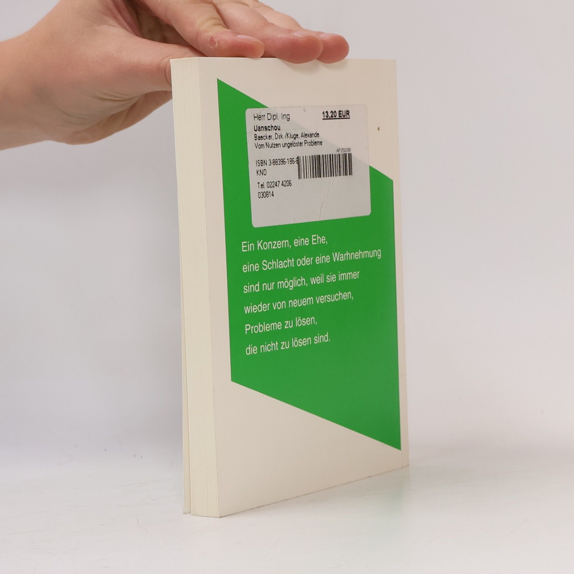 Dirk Baecker Vom Nutzen ungelöster Probleme