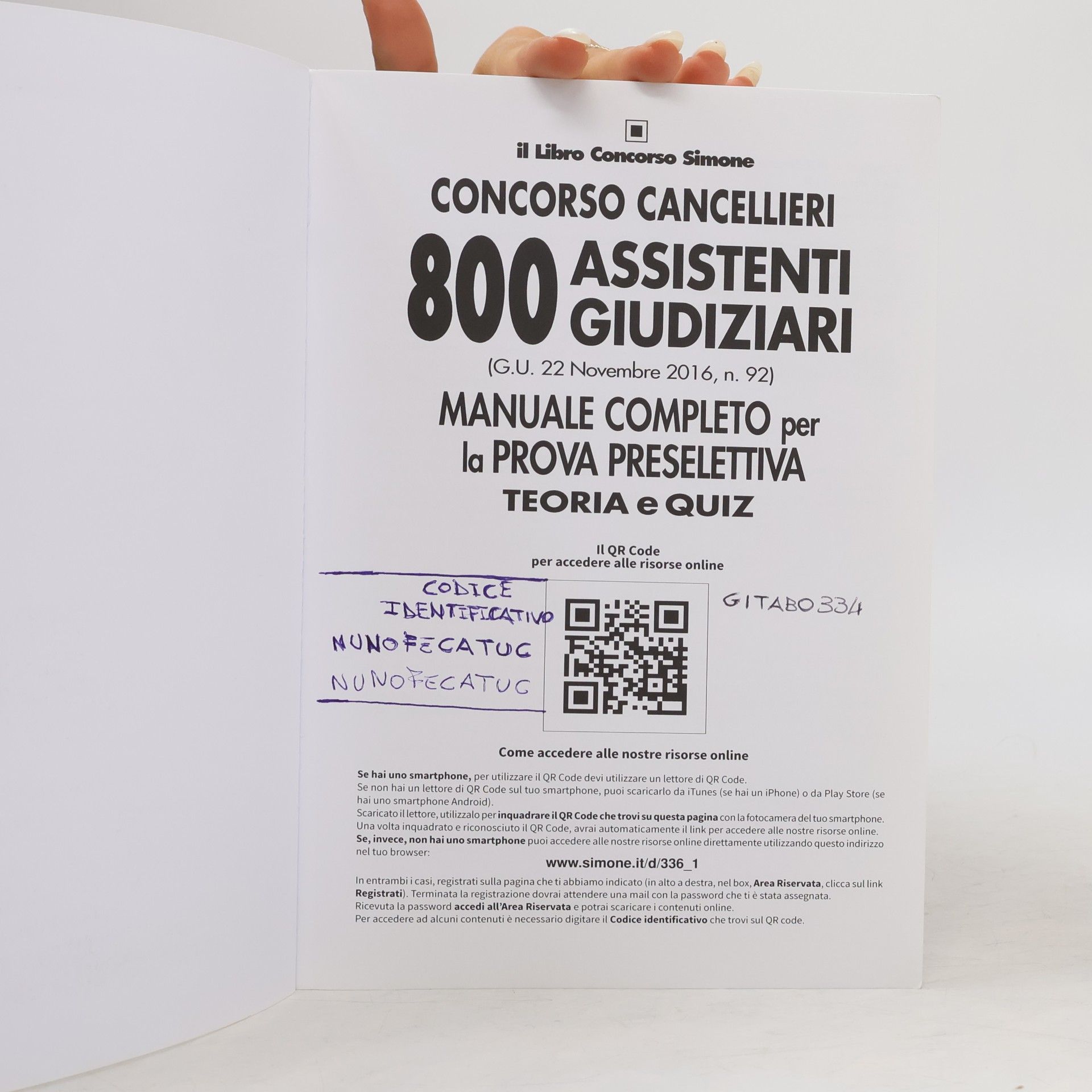 Il libro concorso Simone: Concorso cancellieri 800 assistenti giudiziari