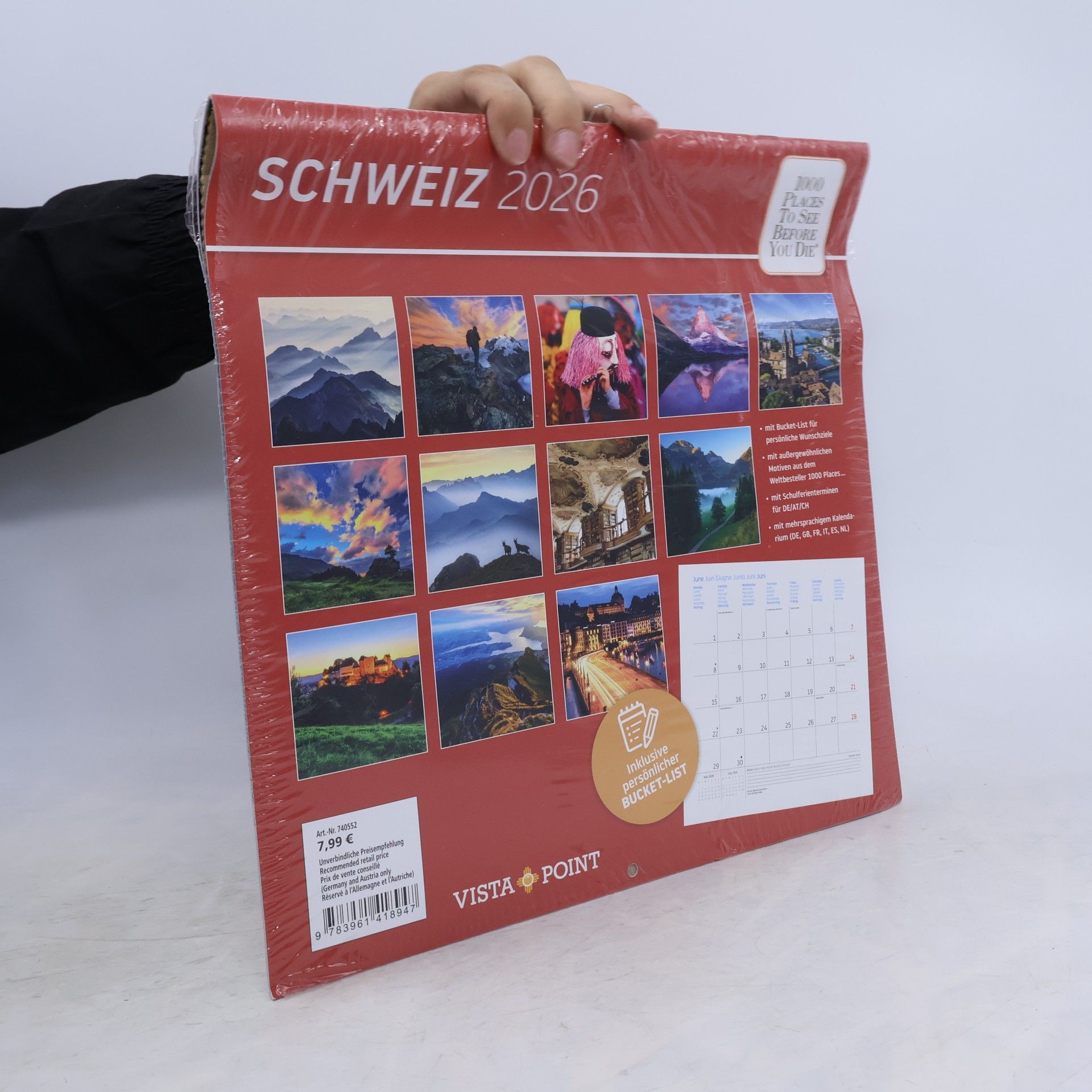 1000 Places to See Before You Die – Schweiz Broschürenkalender 2026 | Wandkalender 30 × 30 cm | Panorama-Motive & Notizkalendarium