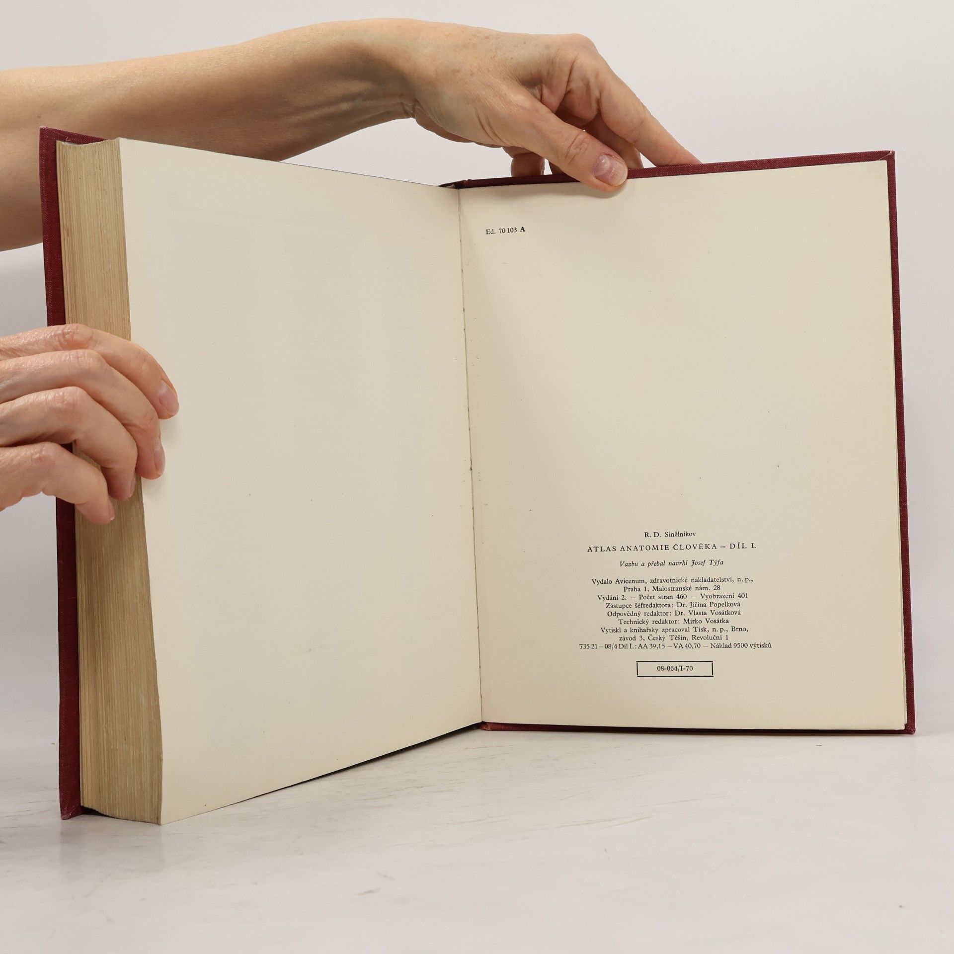 Rafail Davidovič Sinělnikov Atlas anatomie člověka I. Nauka o kostech, kloubech, vazech a svalech
