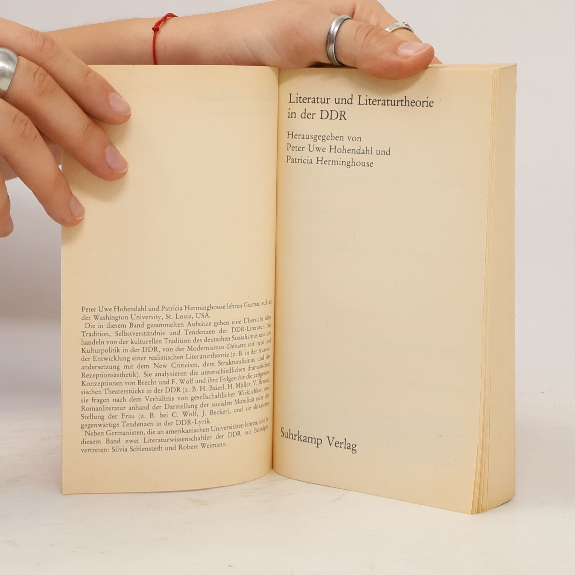 Peter Uwe Hohendahl Literatur und Literaturtheorie in der DDR