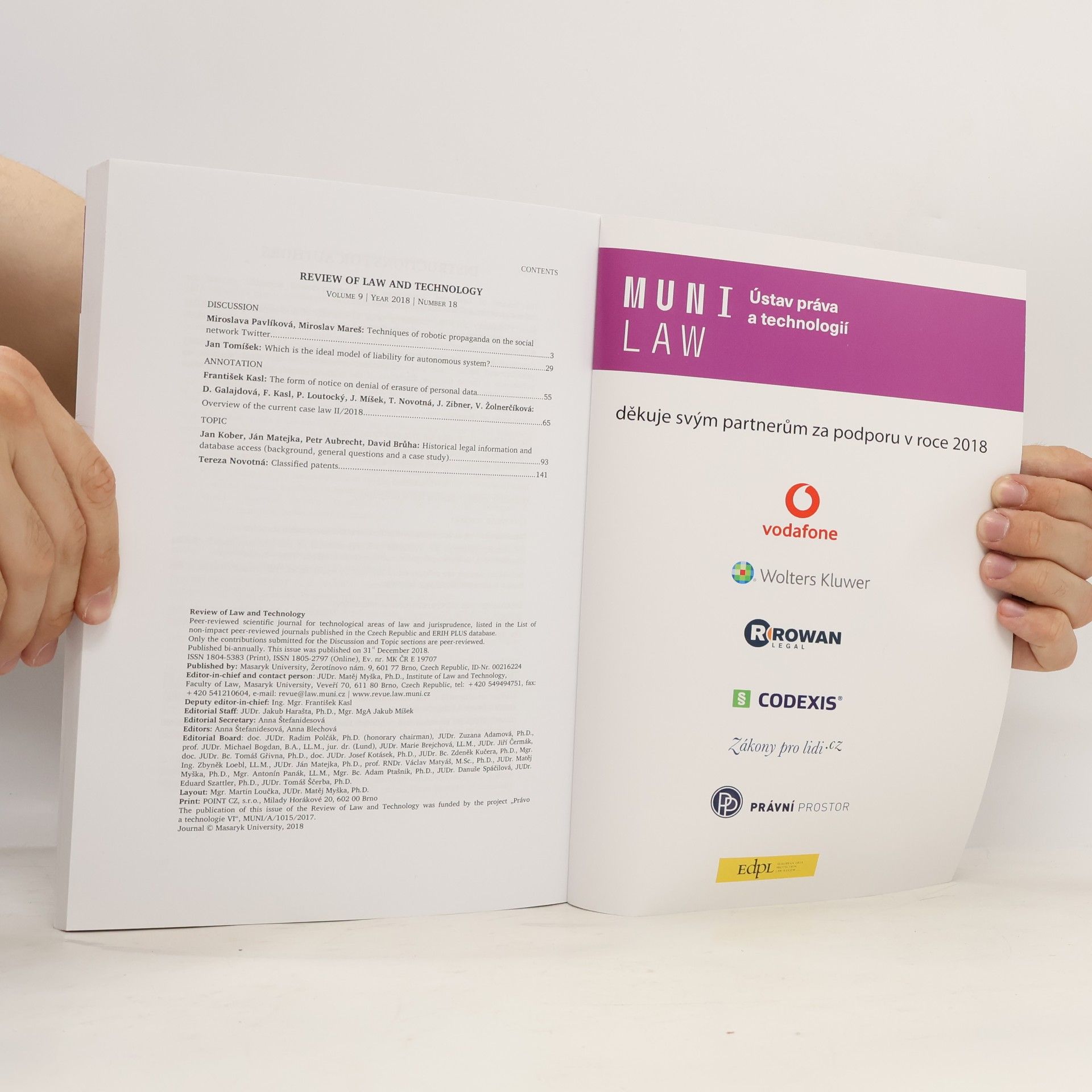 Autorenkollektiv Revue pro právo a technologie 18