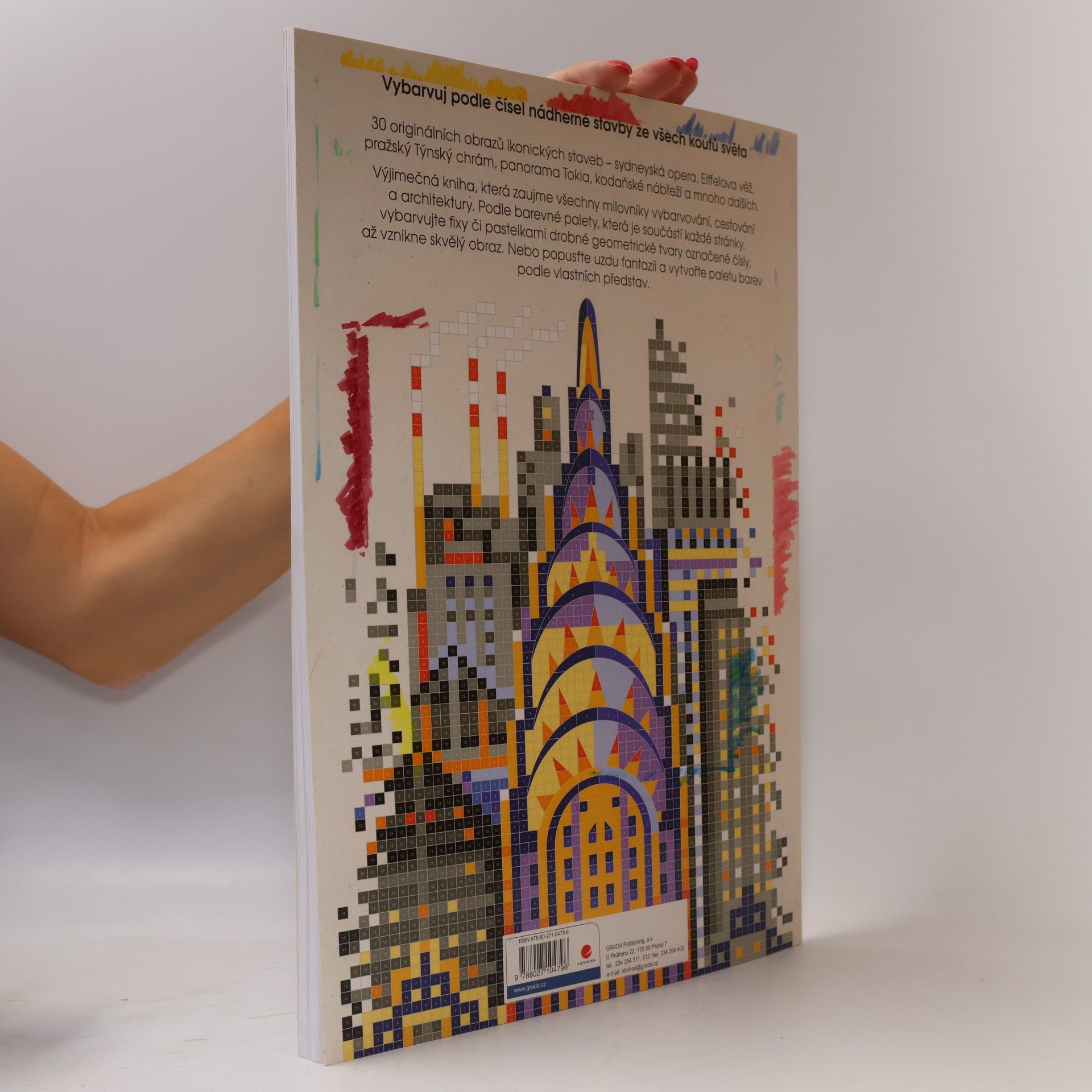 John Woodcock Omalovánky Pixel Art Města - 30 pokladů architektury