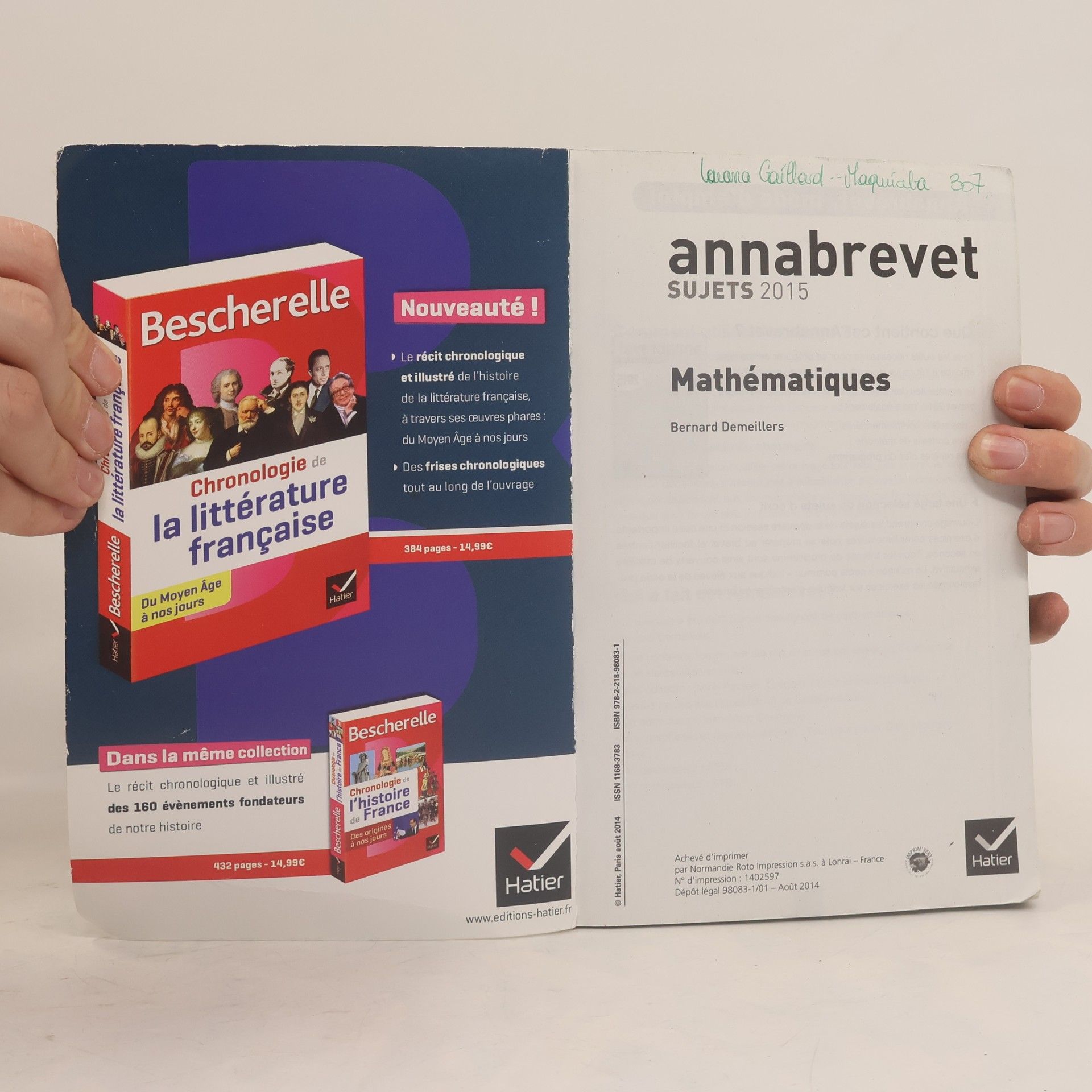 Bernard Demeillers Mathématiques 3e: Sujets