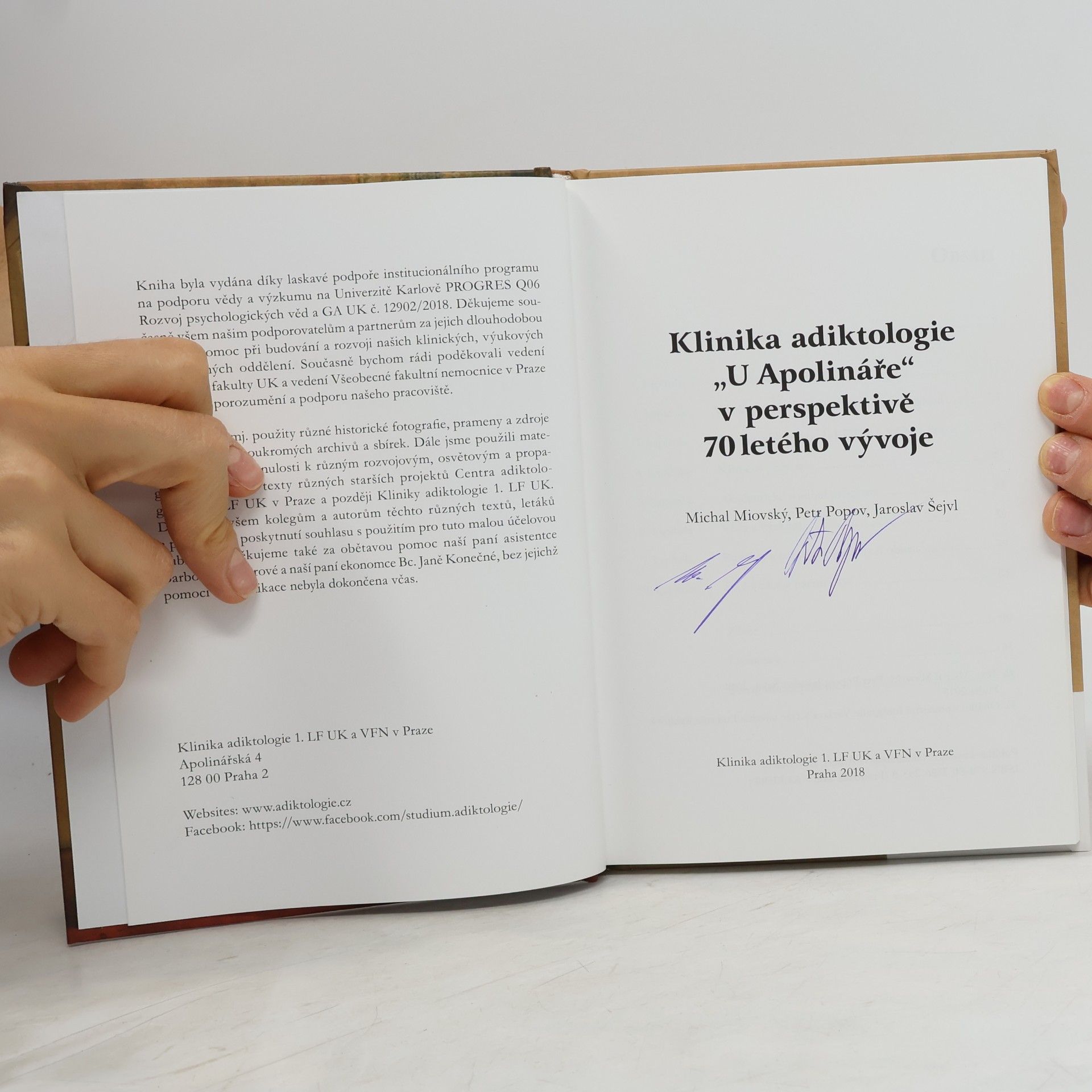 Jaroslav Šejvl Klinika adiktologie "U Apolináře" v perspektivě 70letého vývoje