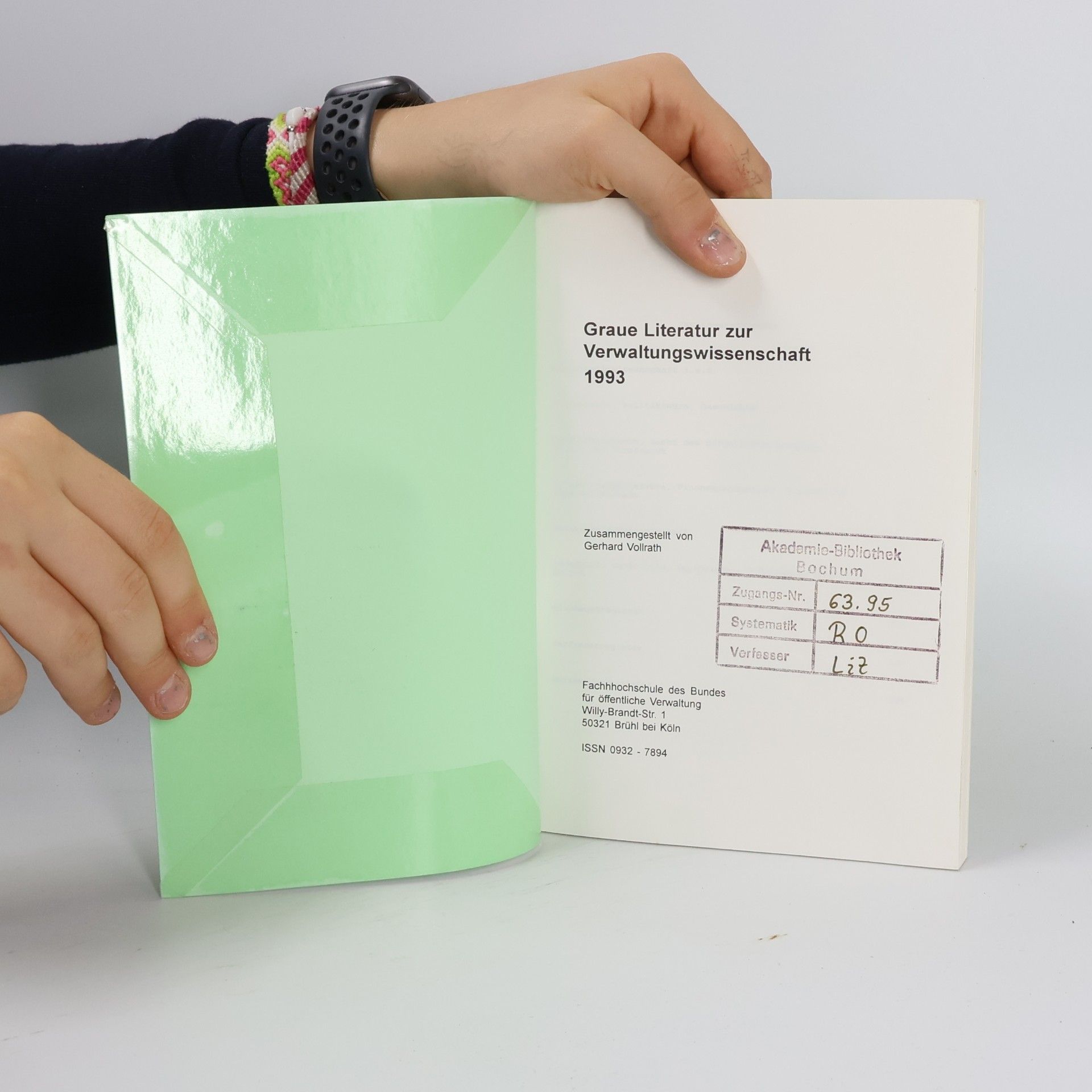 Gerhard Vollrath Dokumentation – Thema: Graue Literatur zur Verwaltungswissenschaft 1993