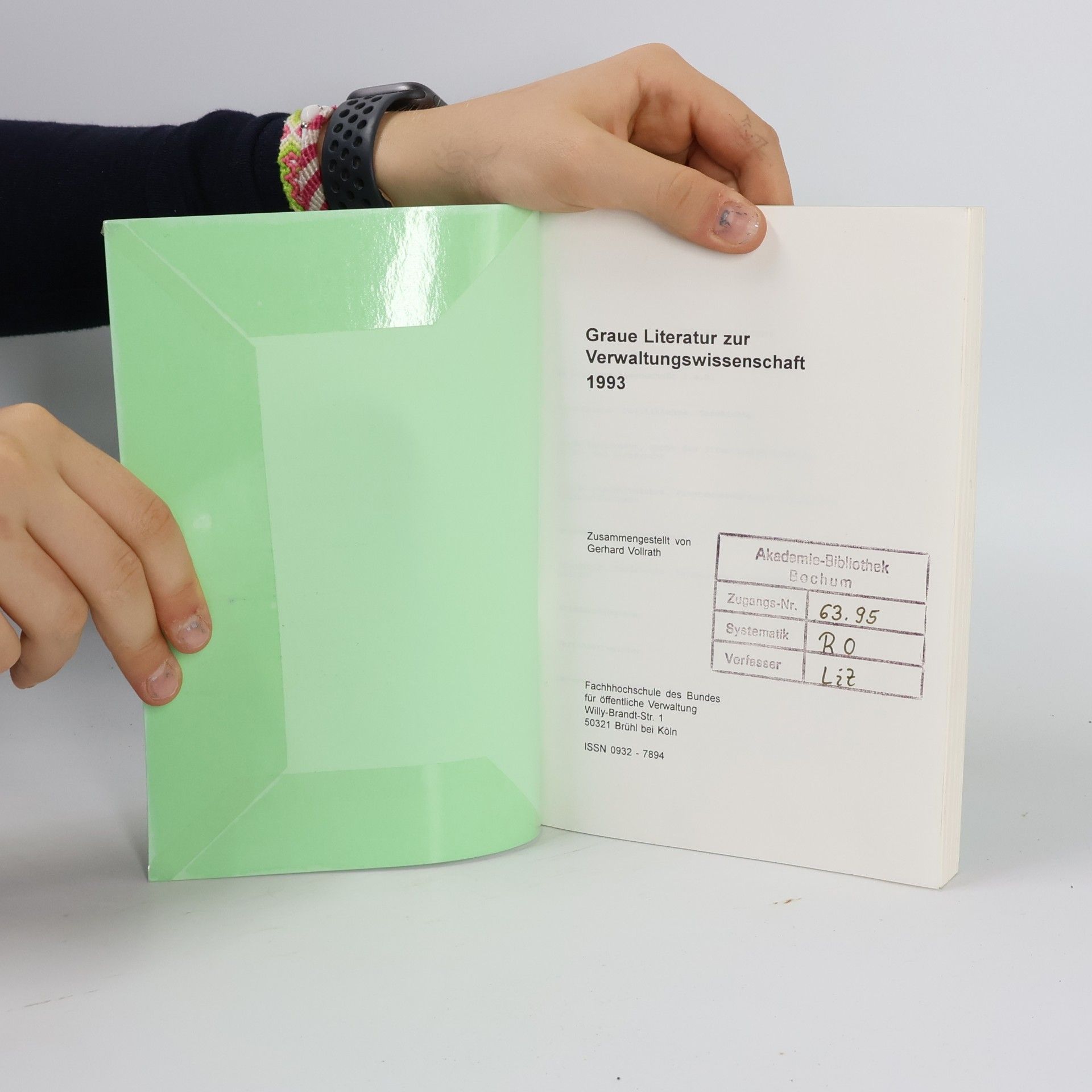 Gerhard Vollrath Dokumentation – Thema: Graue Literatur zur Verwaltungswissenschaft 1993