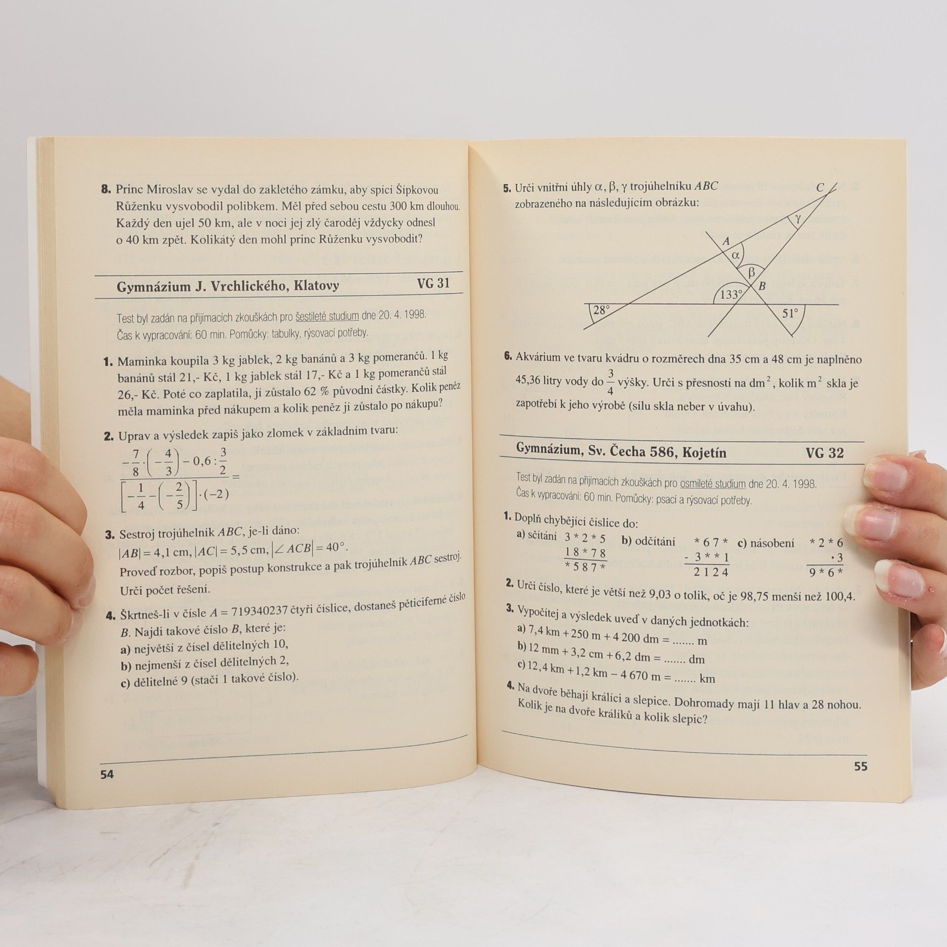 Maria Mikušová Testy z víceletých gymnázií '99. Matematika
